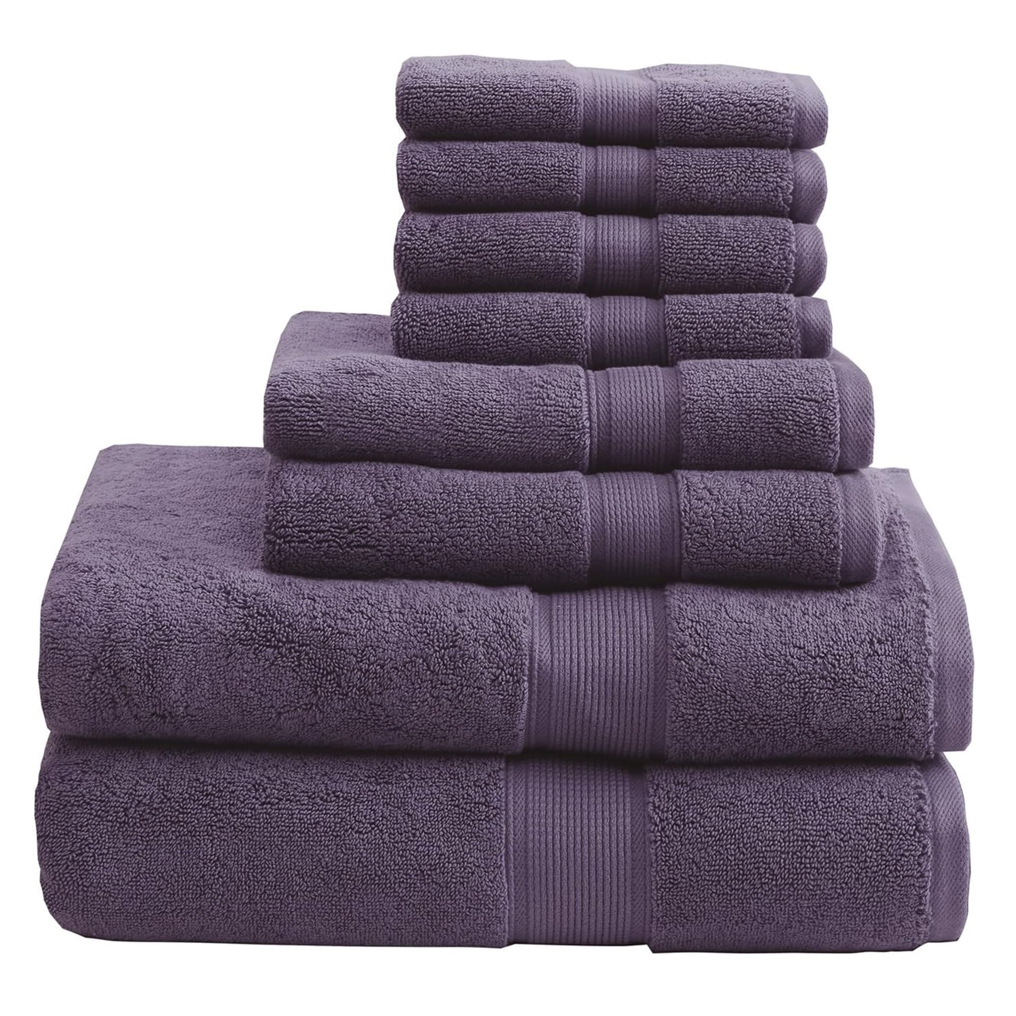 MADISON PARK SIGNATURE 800GSM 100% Cotton Luxury Turkish Bathroom Towels Oversized Linen Cotton Bath Towel Set  8-Piece Include 2 Bath Towels  2 Hand Towels & 4 Wash Towels  Purple
