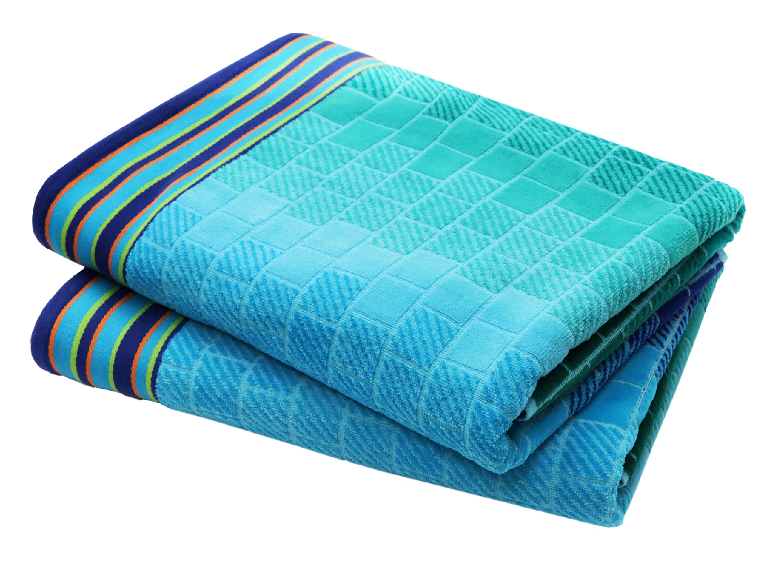 Cotton Craft Oversized Beach Towel - 2 Pack Big & Huge Towel Set - 100% Cotton - Pool Picnic Bath Towel - Plush Terry Jacquard V