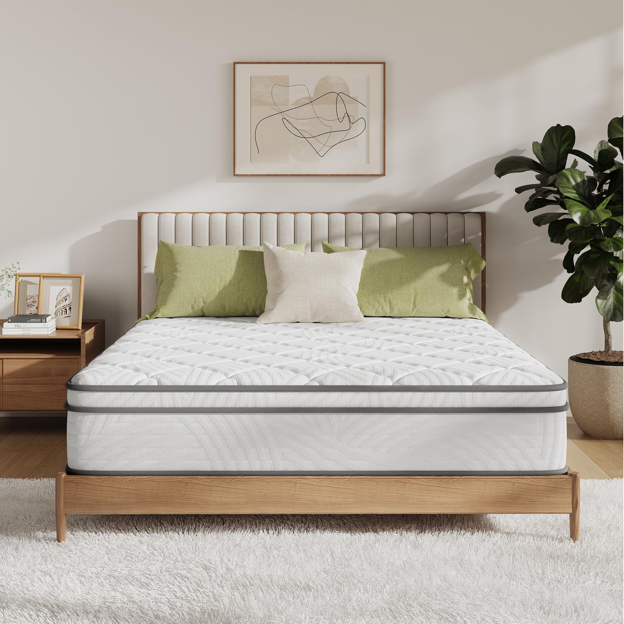 Novilla Queen Mattress In A Box, 12 Inch Hybrid Mattress Queen Size For Back Pain Relief & Support, Queen Size Mattress With Ind