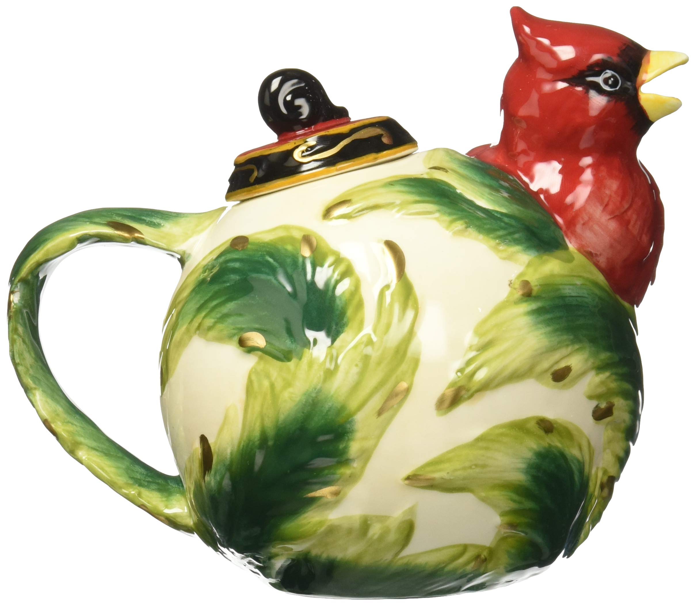 Cosmos Gifts Holiday/Seasonal Ceramic Cardinal Teapot, 5-1/4-Inch