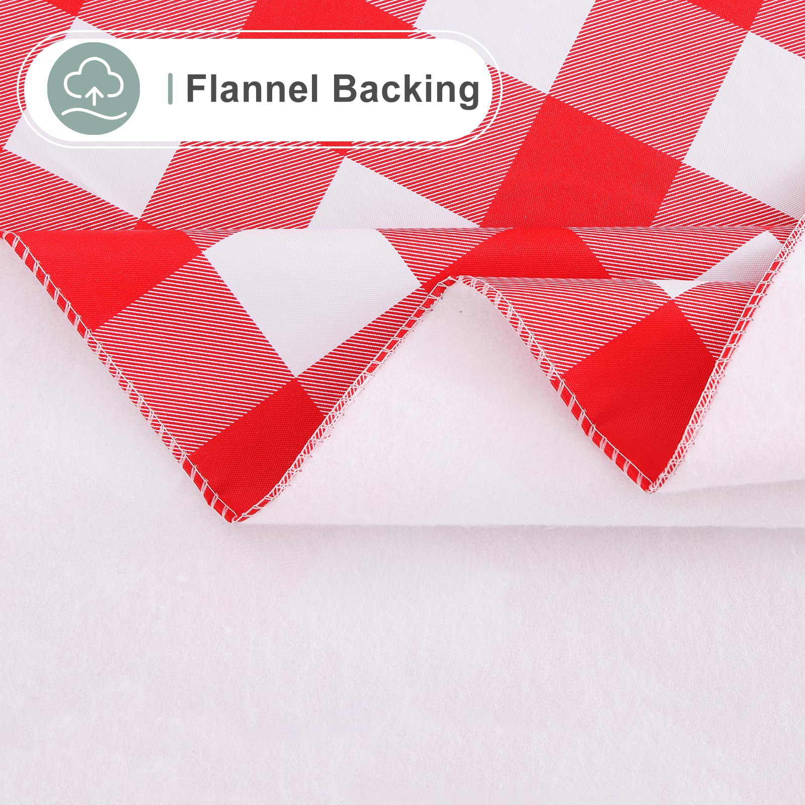 misaya Rectangle Waterproof Vinyl Table Cloth  Buffalo Flannel Backed Tablecloth  Wipeable Plastic Table Cover for Dinner  Picnic  Outdoor (60'' x 84''  Red and White)