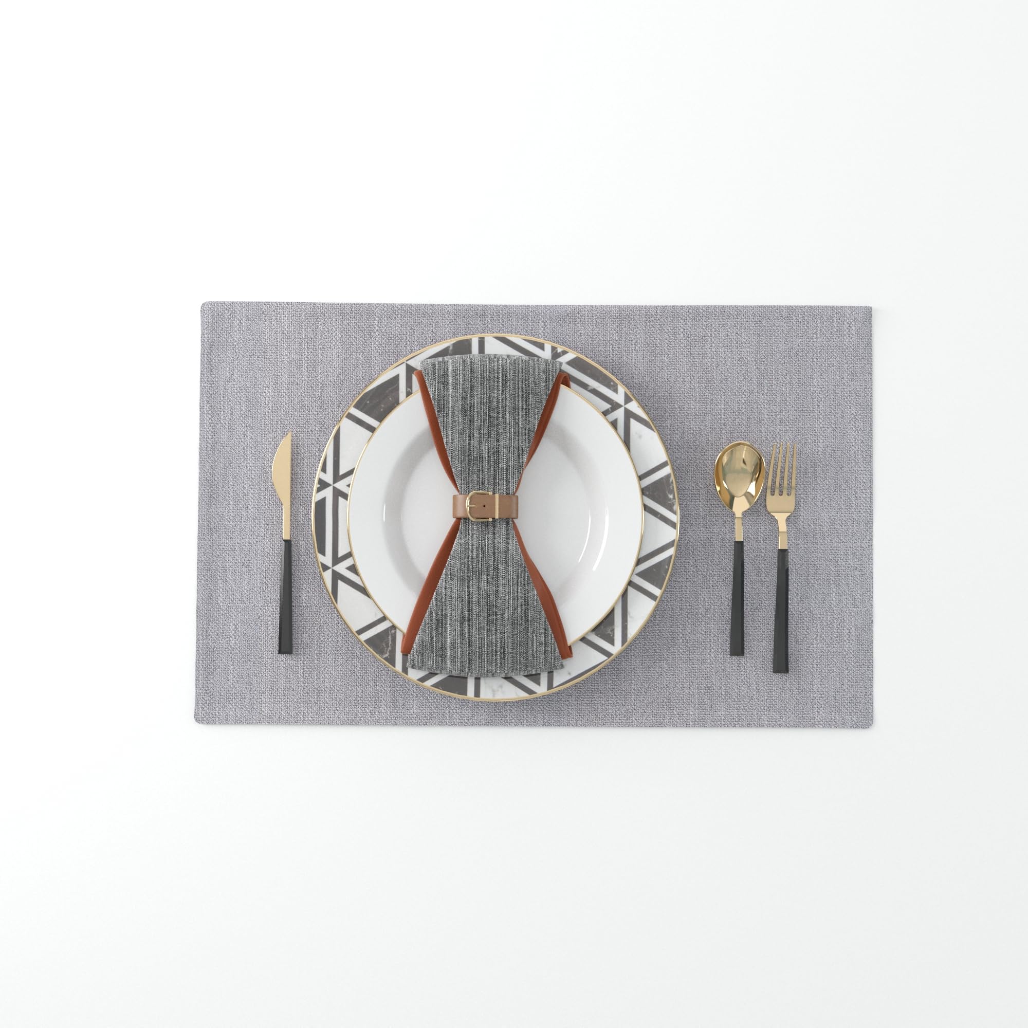 4 Piece 12 X 18 Inch Soft Faux Linen Place Mats Heat Resistant Dining Table Place Mats Cloth Kitchen Table Mats 12X18 Grey