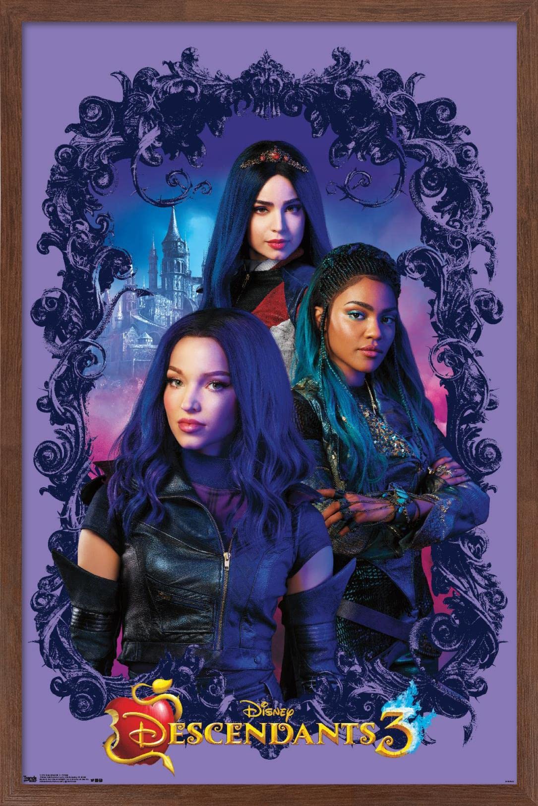Trends International Disney Descendants 3 - Group Wall Poster, 22.375'' X 34'', Mahogany Framed Version