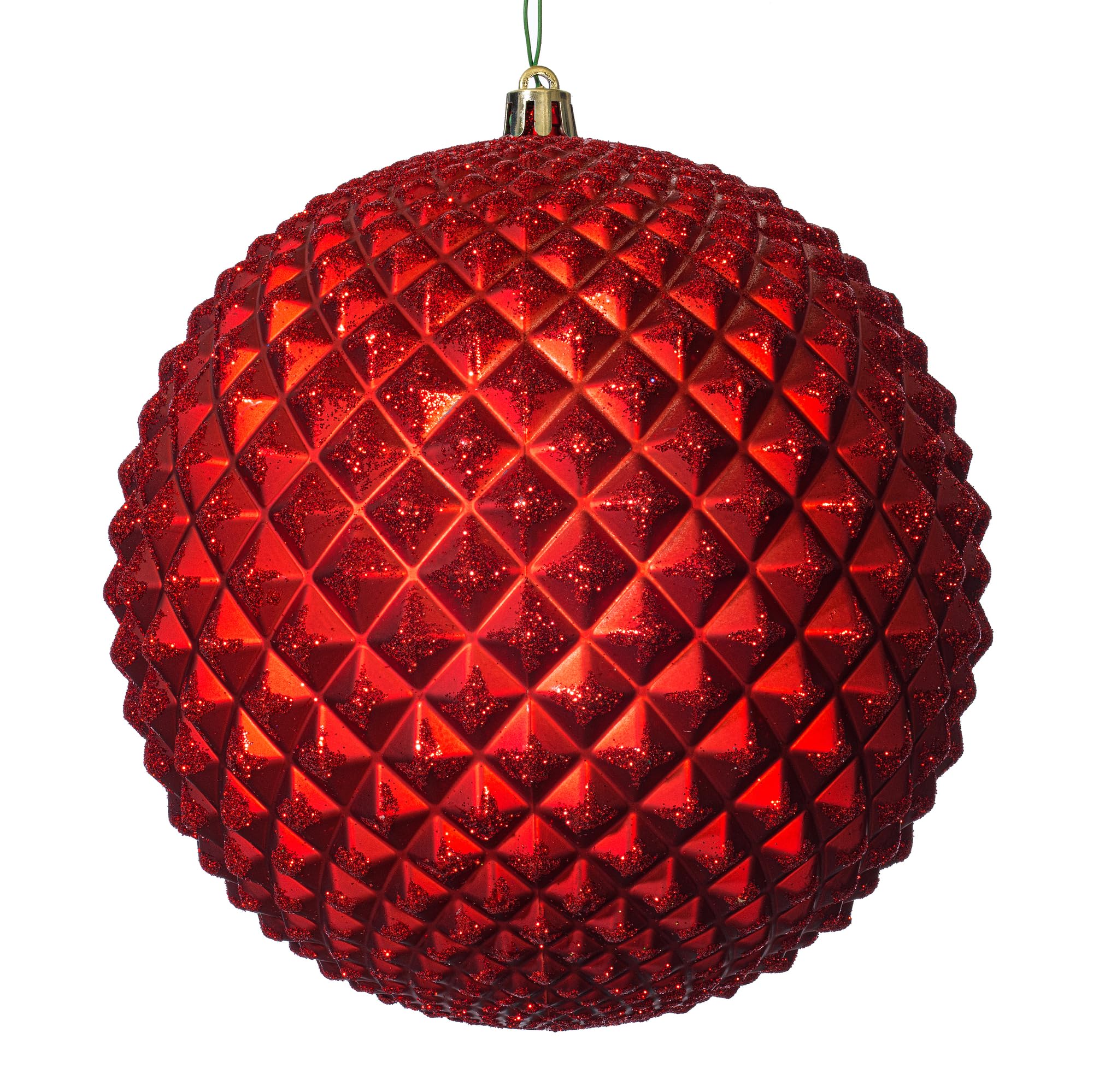 Vickerman 6 Red Durian Glitter Ball Ornament. Includes 4 Ornaments per Pack.