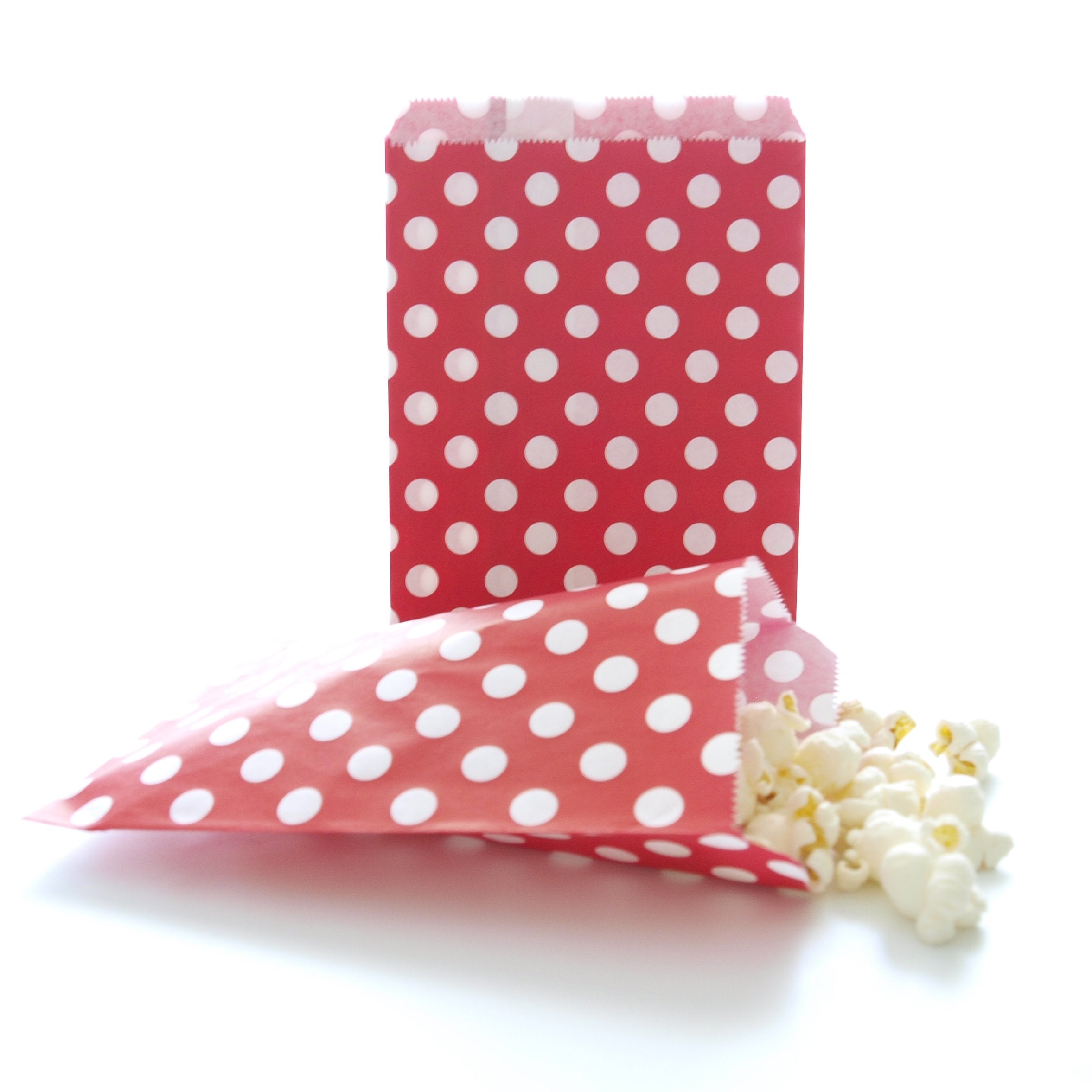 Food With Fashion Red Polka Dot Party Favor Bag (25 Pack) - Party Favor Bag, Goodie Treat Sacks For Weddings & Birthdays, Paper