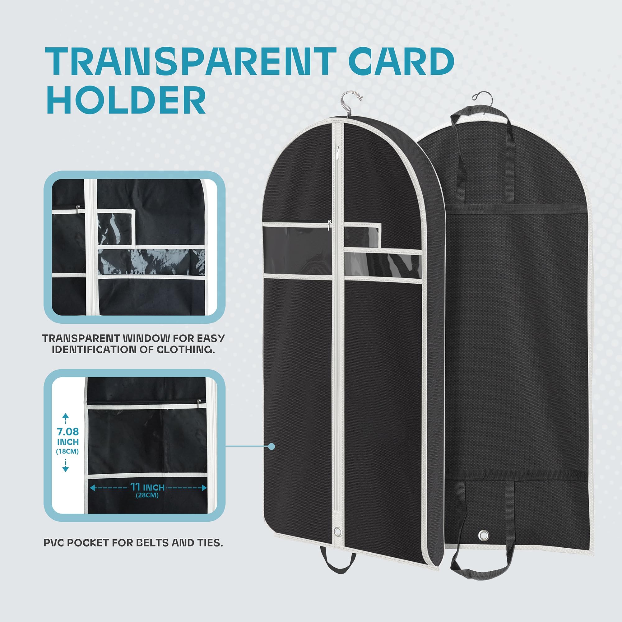 Lazebox Garment Bags For Travel And Closet Storage With Zipper Pocket, Heavy Duty Waterproof Hanging Suit Bag With Handles For S