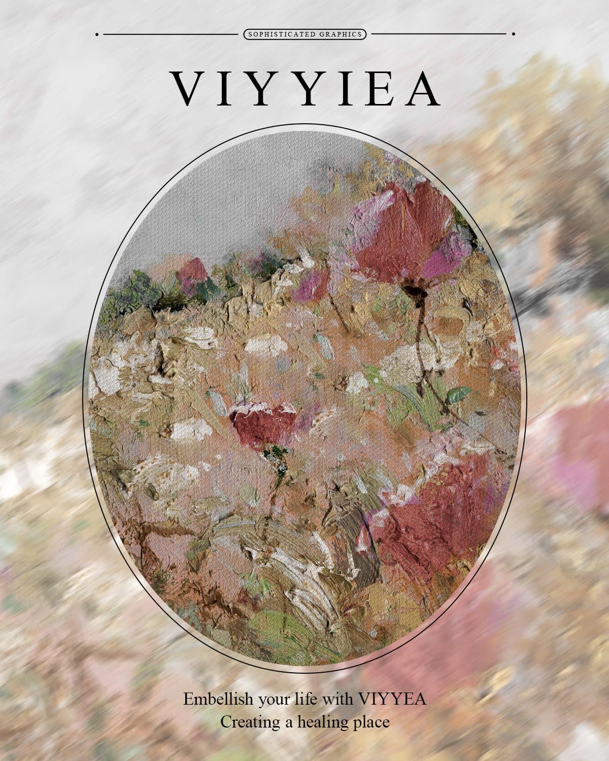 Viyyiea Gold Framed Wall Art Canvas Print Home Decor Flower Art Vintag ...