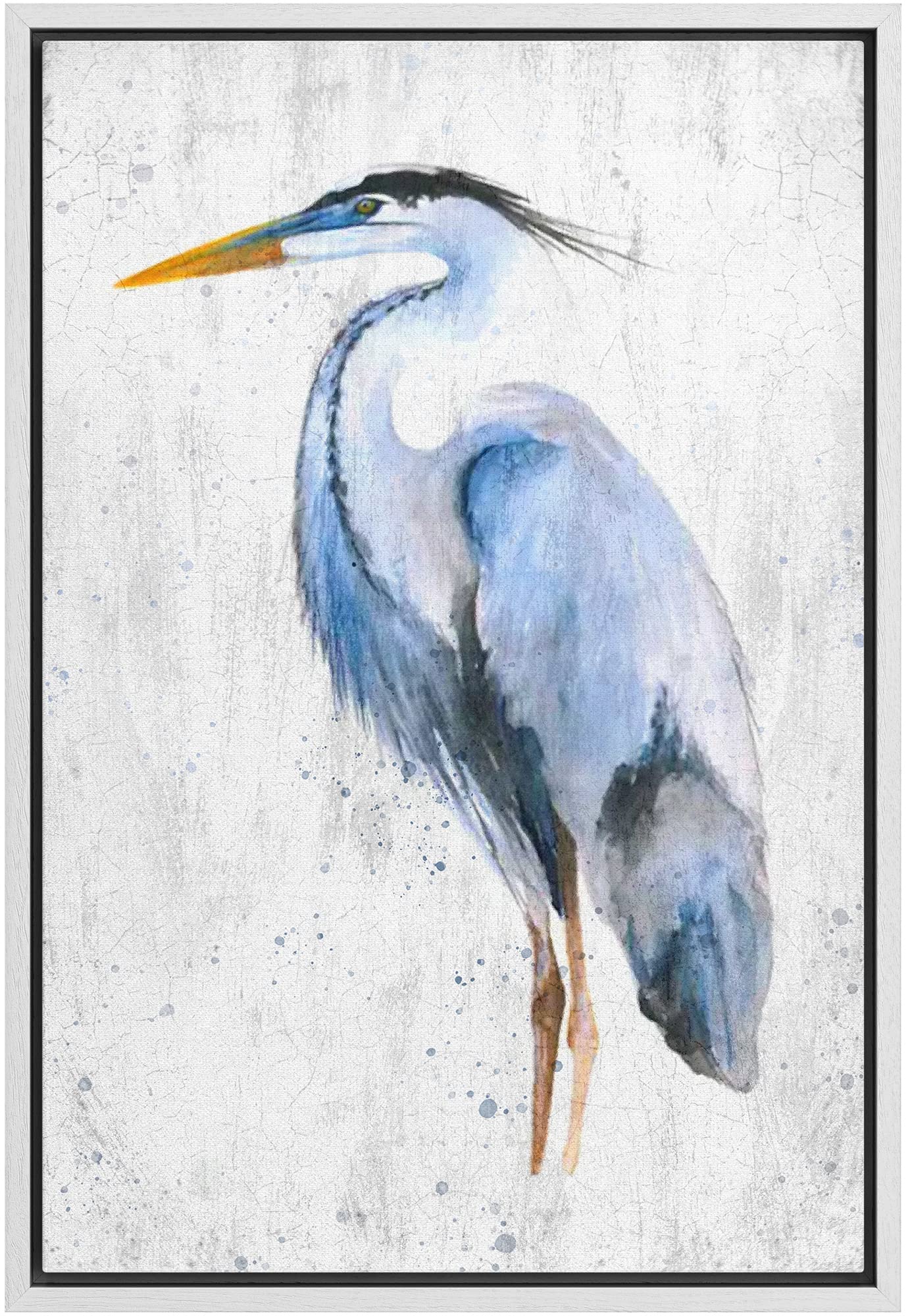 Wall26 Framed Canvas Print Wall Art Pastel Blue Watercolor Crane Bird Nature Wilderness Illustrations Modern Art Decorative Rust
