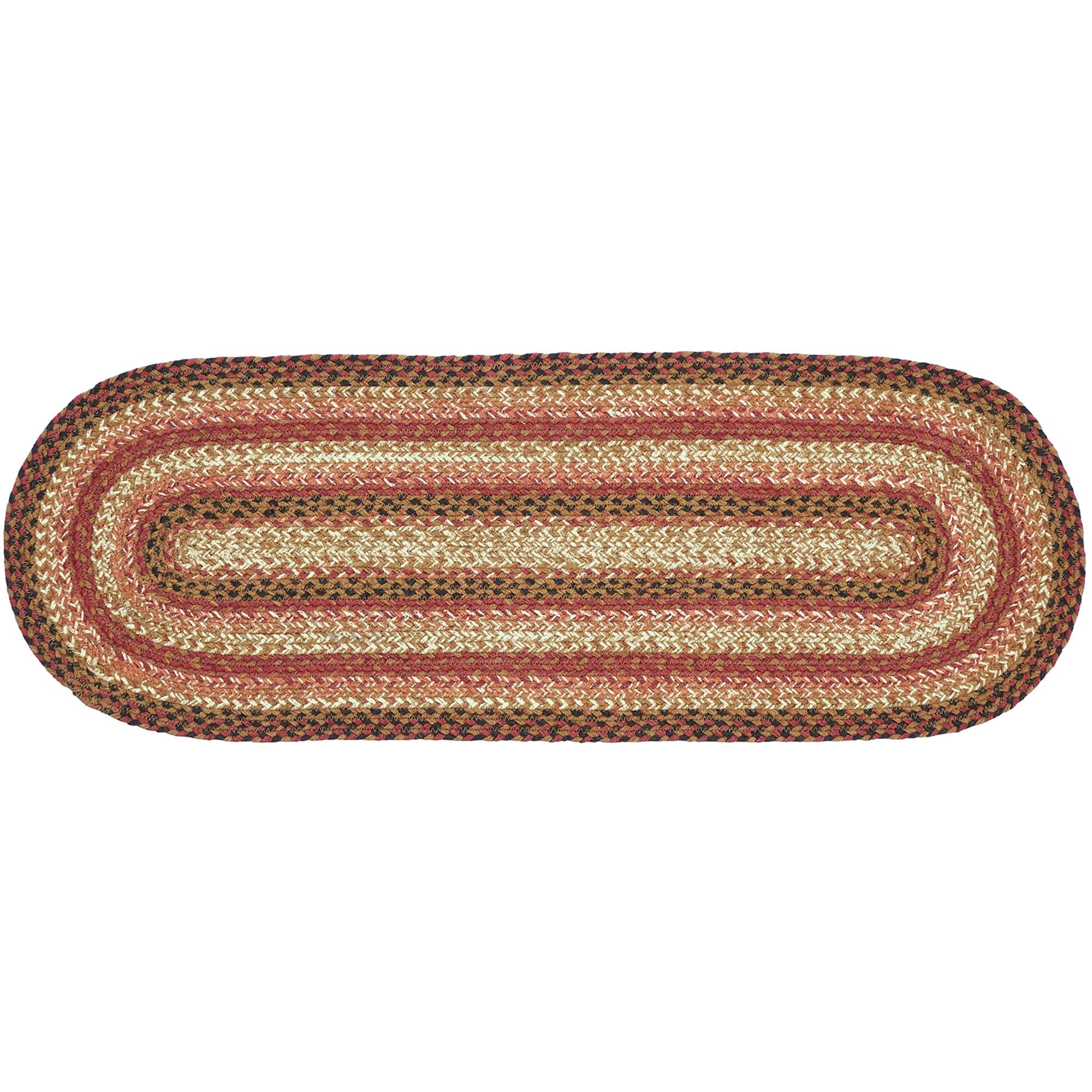 Vhc Brands Primitive Ginger Spice Table Runner, Orange Red Natural, Jute Blend, Oval, 13X36 Inches