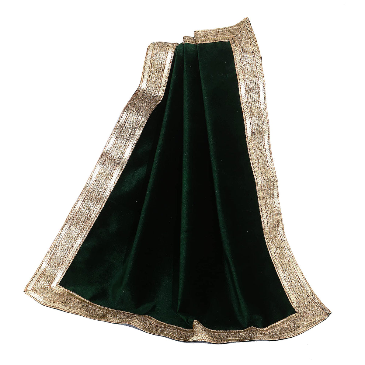 Indian Consigners Green Velvet Cloth With Golden Shinny Border, Namaaz, Muslim Cloth, Aasan, Alter, Altar, Tarot Table Cloth Hol