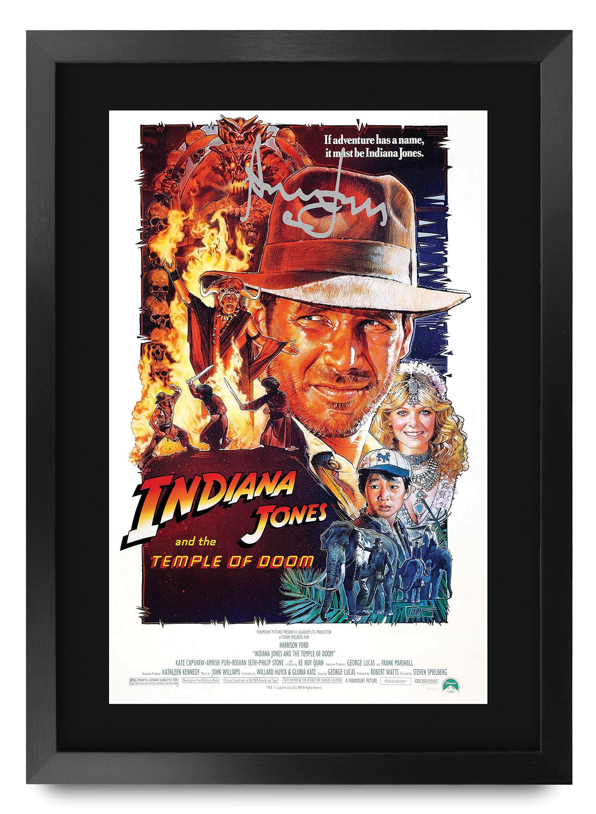 Hwc Trading Indiana Jones And The Temple Of Doom Movie Poster Harrison Ford Signed 16 X 12 Inch Framed Gift Printed Autograph Fi