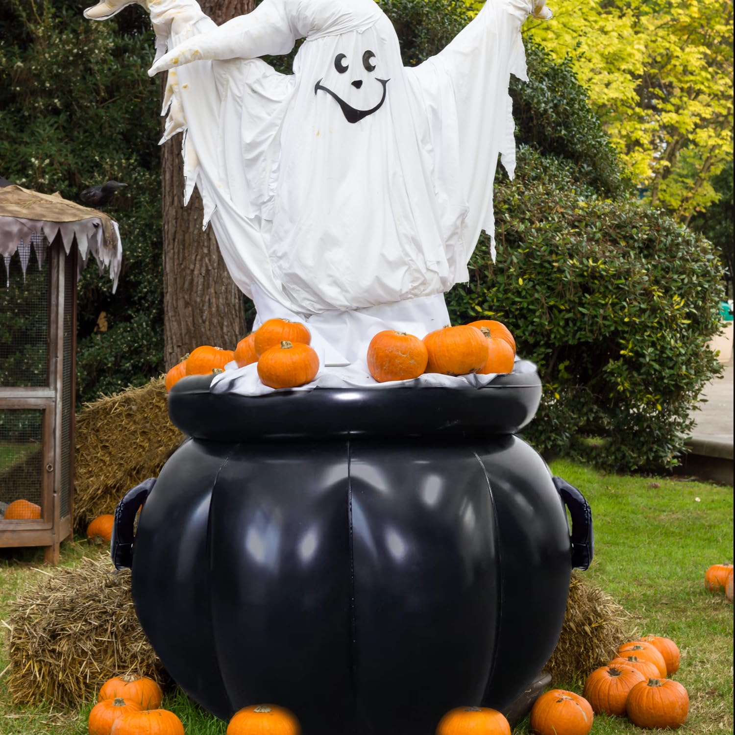 Giftexpress 22X18 Inch Large Inflatable Halloween Cauldron Drink Cooler, St Patrick Cauldron Pot Of Gold, Beverage Holder, Candy