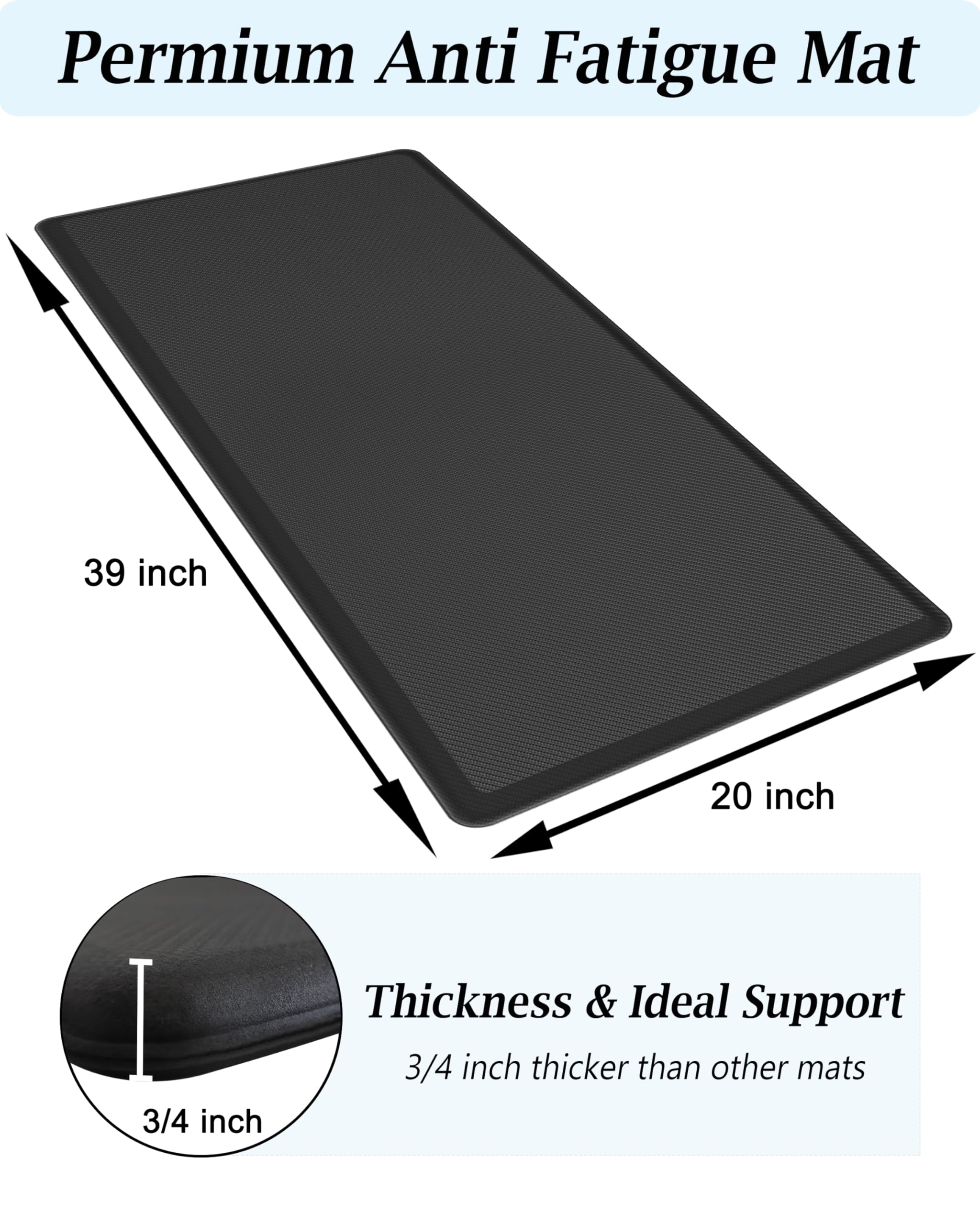 Artnice Kitchen Floor Mat Cushioned Anti Fatigue, Waterproof Non-Slip Standing Desk Mat, 0.75'' Heavy Duty Comfort Kitchen Rugs