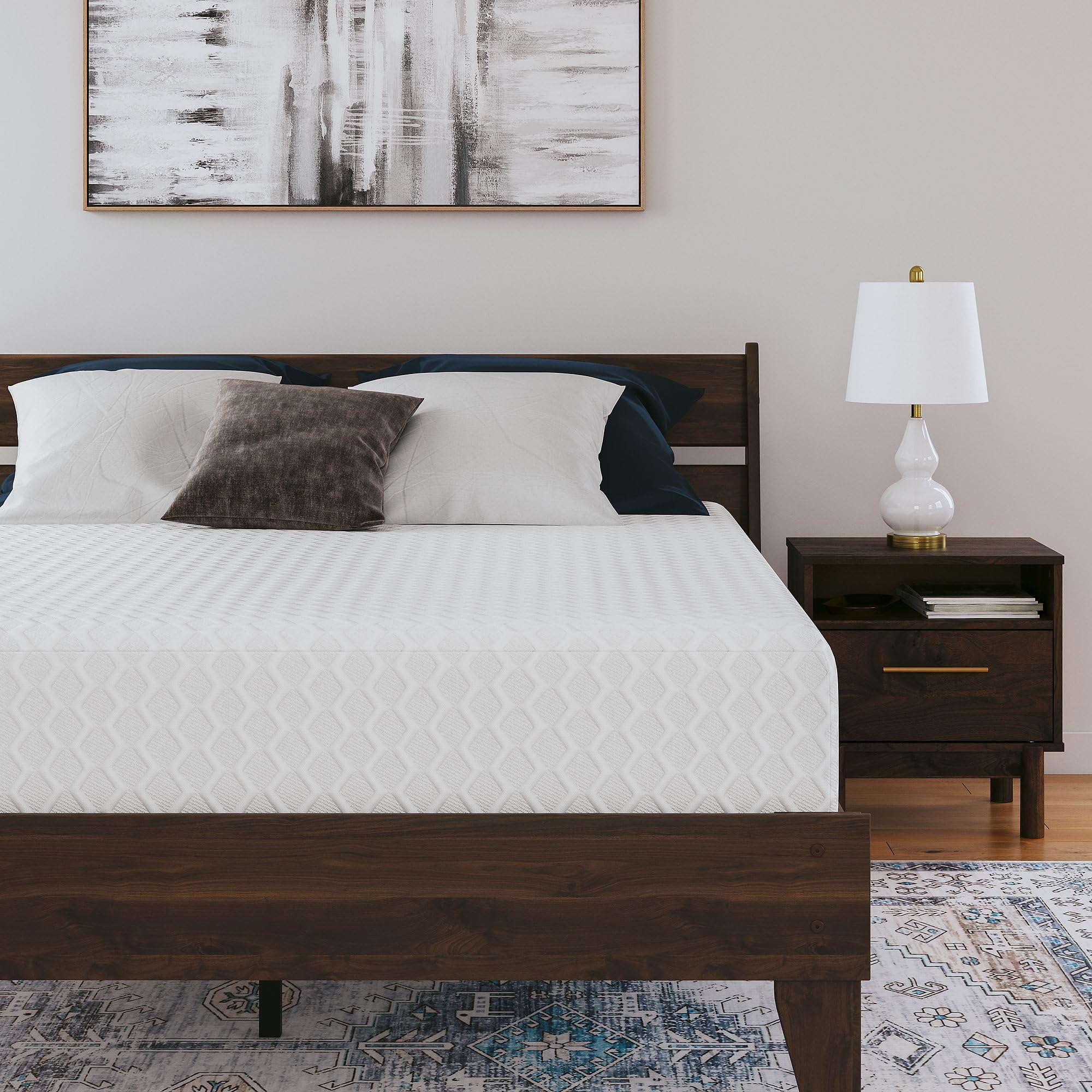 Signature Design By Ashley Full Size Chime 10 Inch Medium Firm Memory Foam Mattress With Green Tea & Charcoal Gel