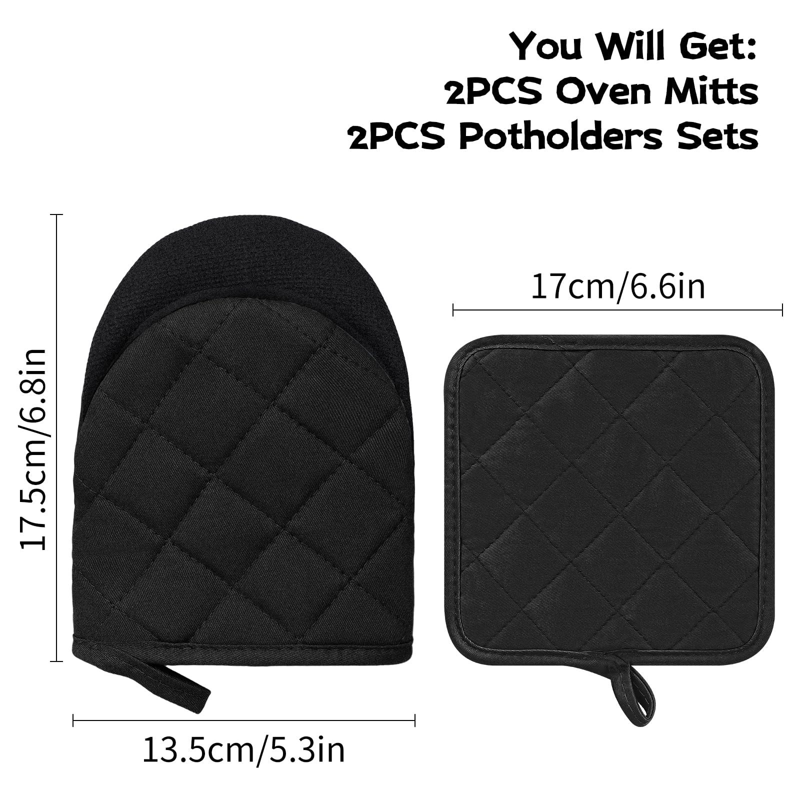Oven Mitts And Pot Holders Set, Pack Of 4, Heat Resistant Silicone Kitchen Mini Oven Mittens For 500 Degrees, Mini Oven Gloves A