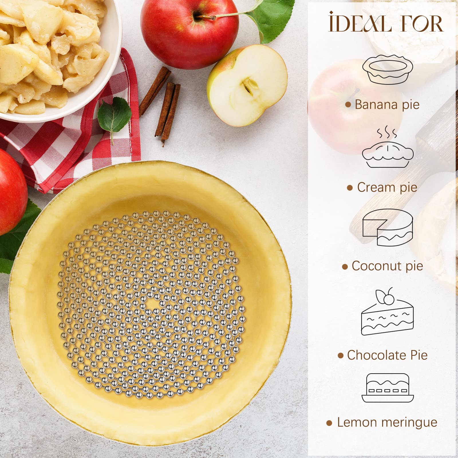 Ferraycle 2 Pieces Pie Weights For Baking Pie Weight Chain Baking Pie Crust Weight Chain Stainless Steel Beads Baking Pie Weight