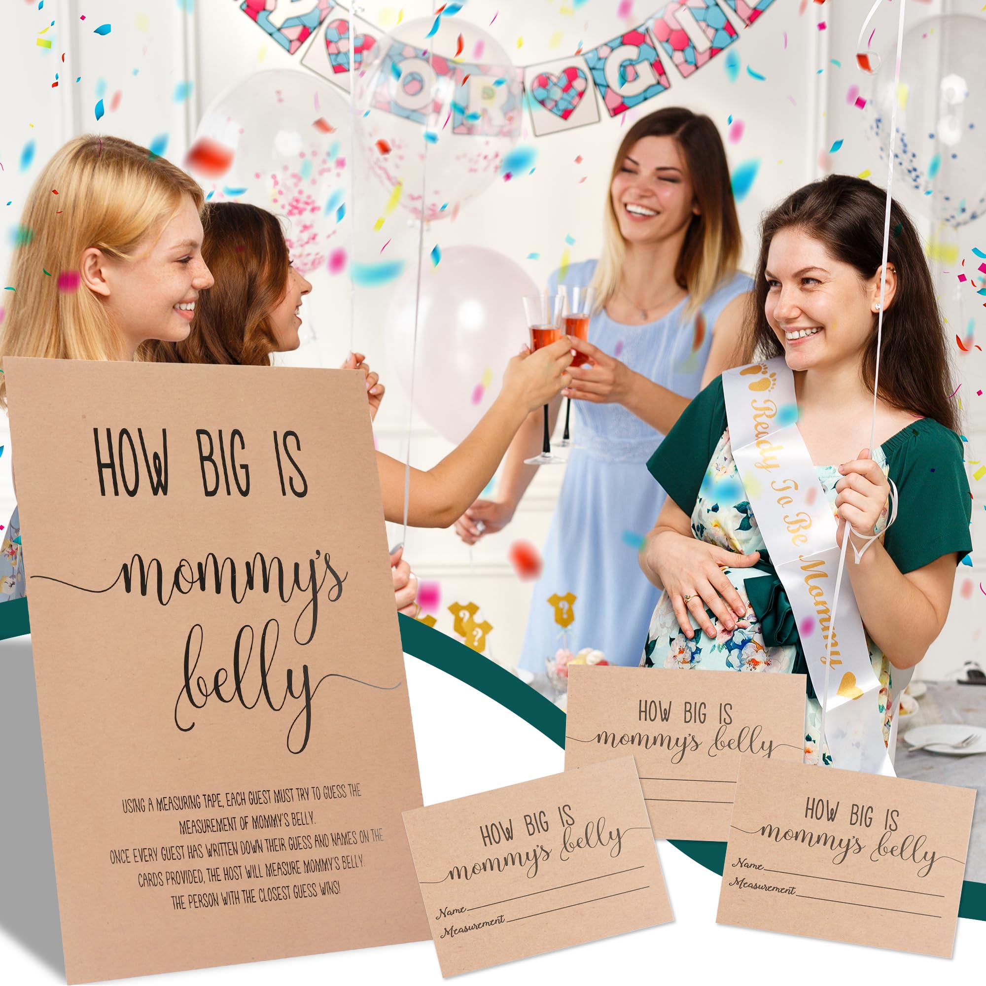 How Big is Mommy's Belly? Kraft (54 Pieces) Fun  Easy Baby Shower Game  Gender Neutral Unisex