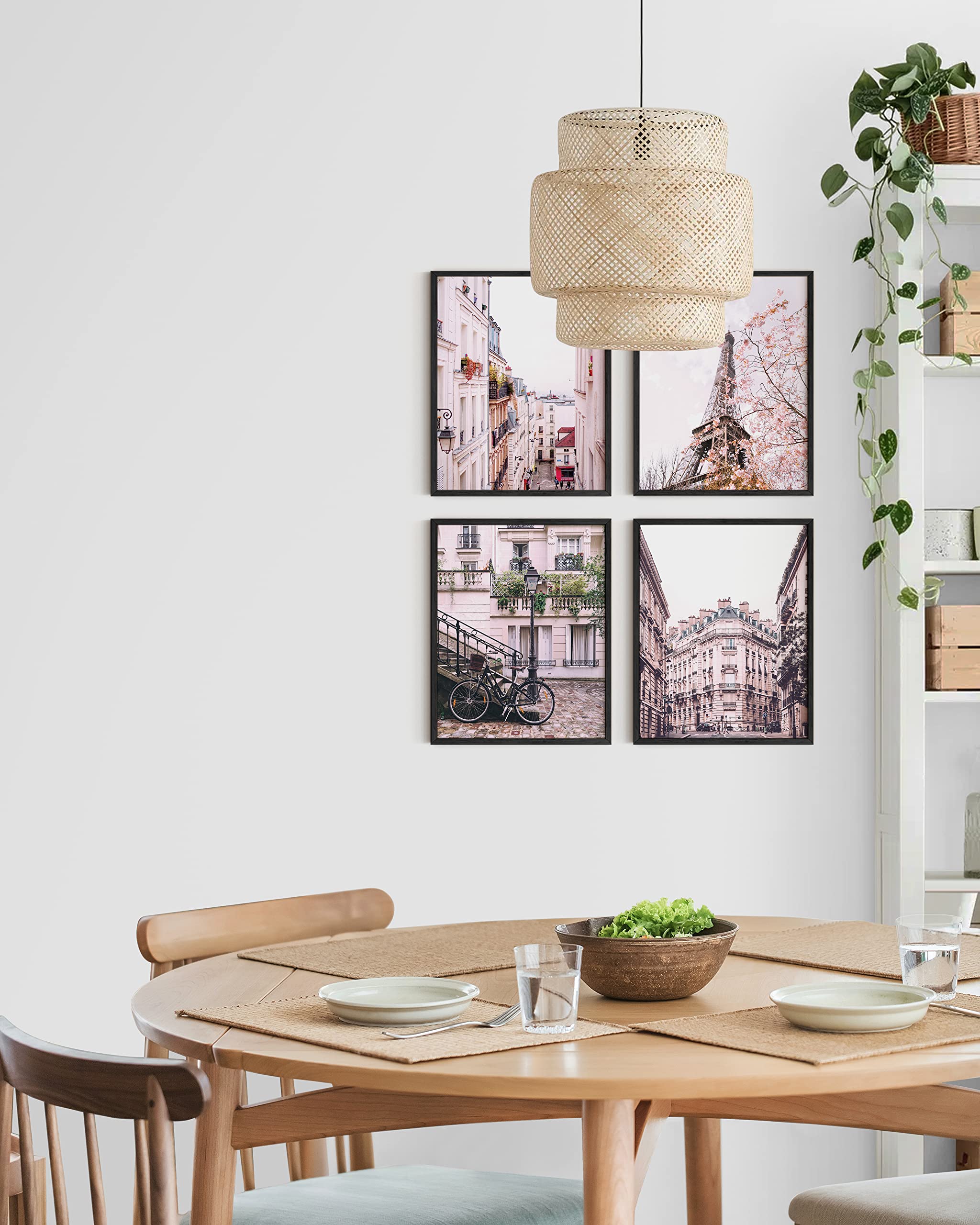 HAUS AND HUES Pink Paris Wall Decor Set of 4 Paris Wall Art and Paris Themed Bedroom Decor  Paris Decor for Bedroom  Paris Poster  Preppy Room Decor  Paris Bathroom Decor (8'' x 10''  UNFRAMED)
