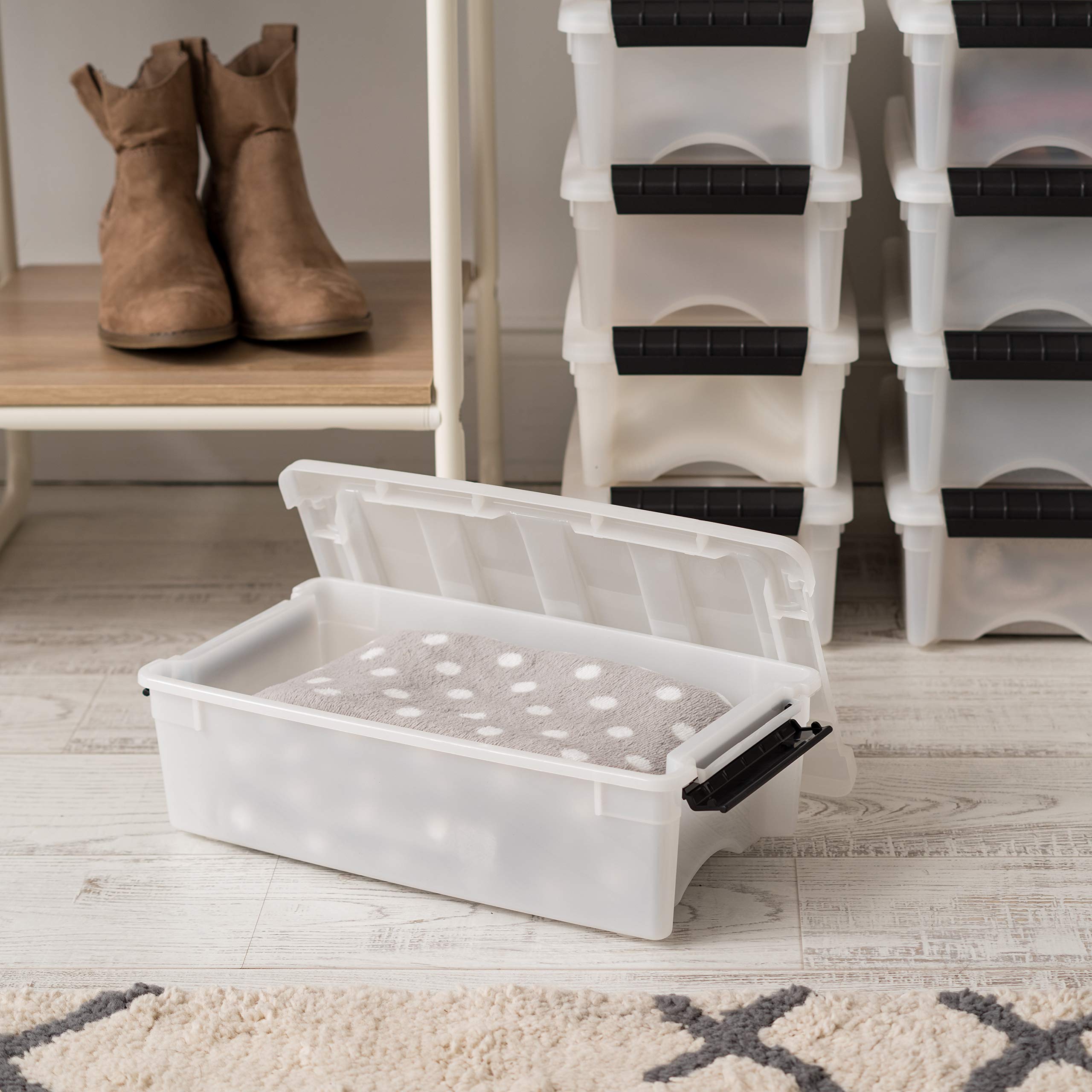 Iris Usa 6 Quart Stackable Plastic Storage Bins With Lids, 10 Pack - Bpa-Free, Made In Usa - Discreet Organizing Solution, Latch