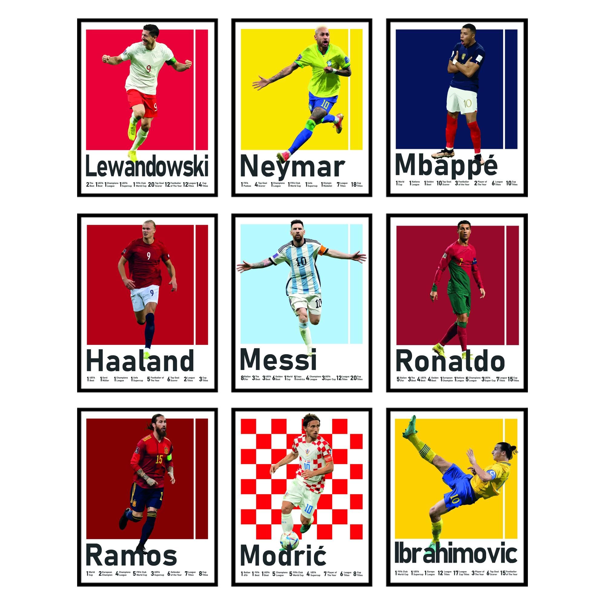 Bigwig Prints Soccer Posters - Soccer Bedroom Decor For Boys, Messi Soccer Poster, Soccer Room Decor For Boys, Ronaldo And Messi