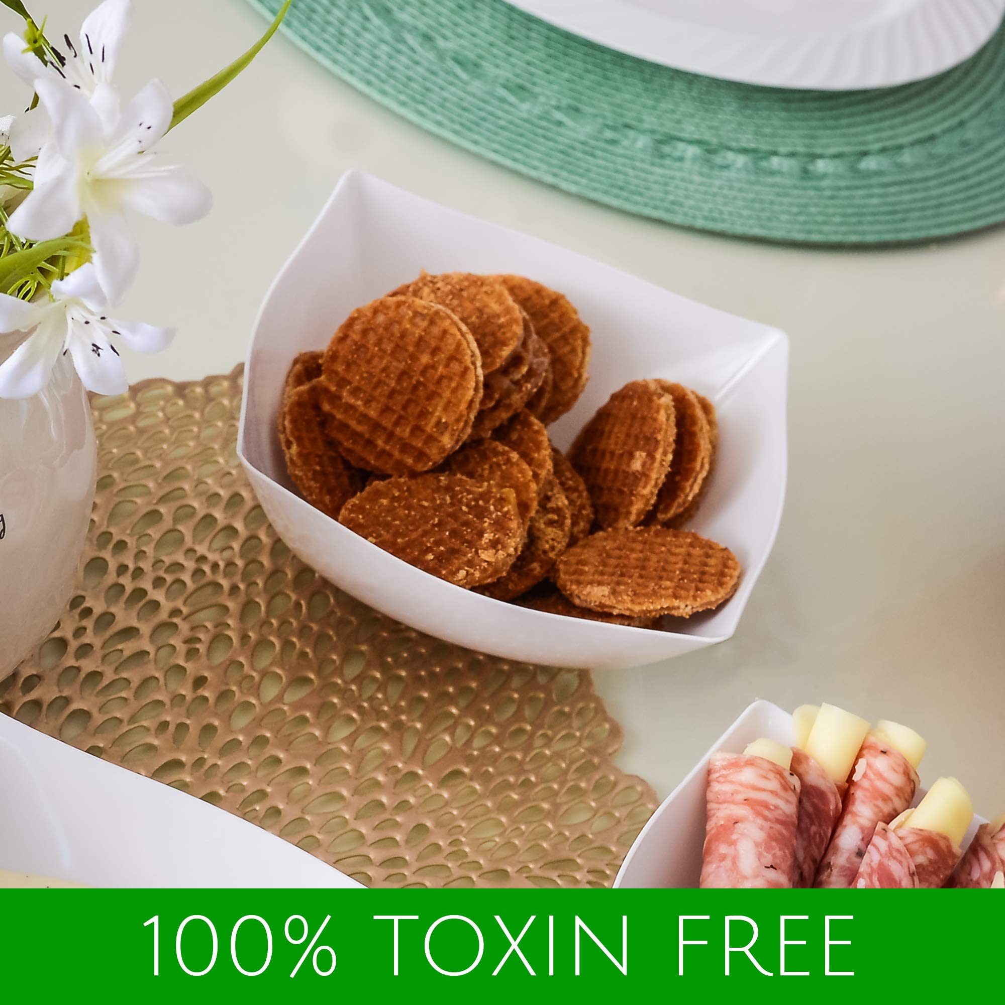 Plasticpro Disposable Square Serving Bowls, Party Snack Or Salad Bowl, Plastic Clear Or White Pack Of 4 (16 Ounce, White)