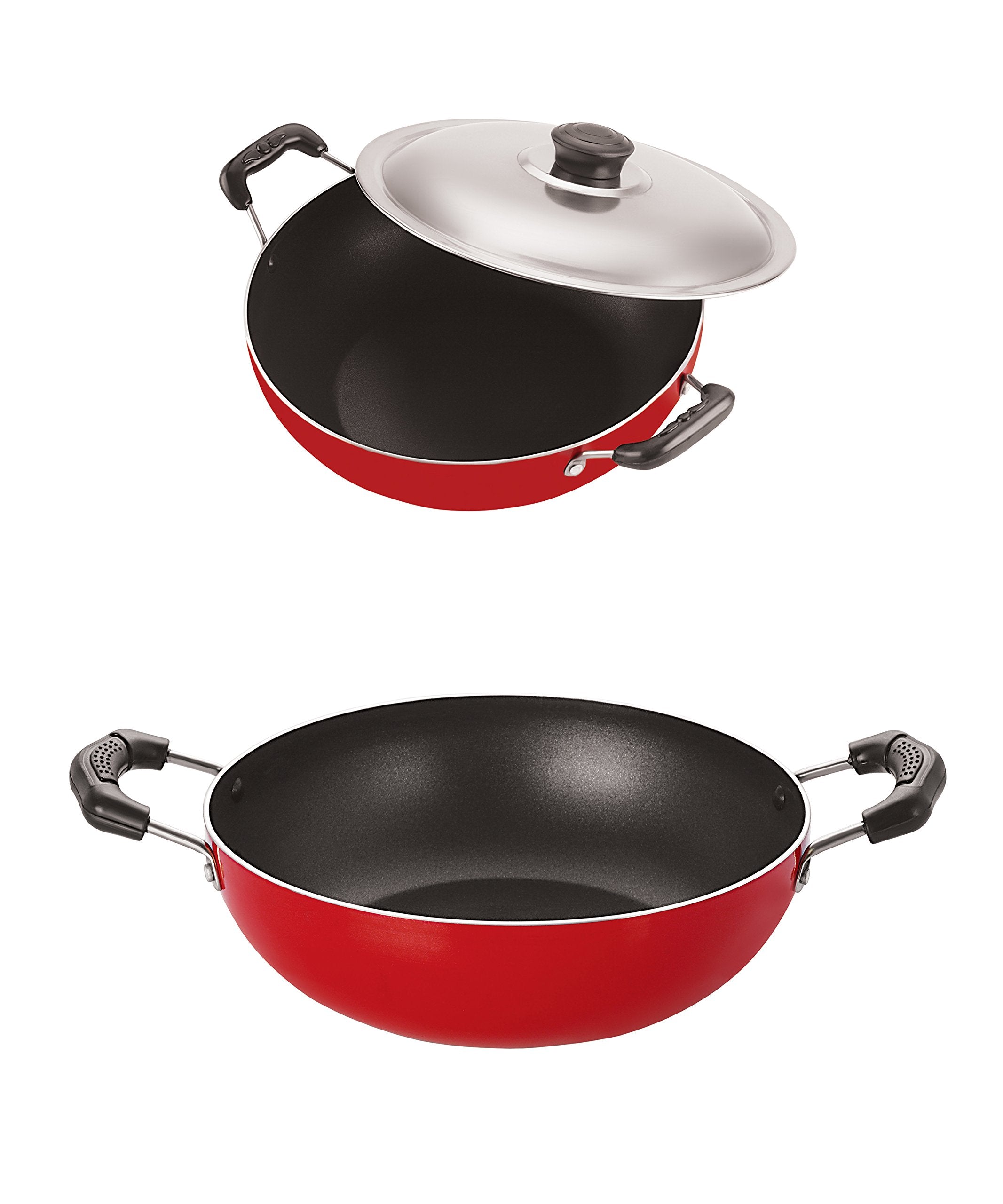 Nirlon Dishwasher Safe NonStick Coated Aluminium Kitchenware Essential Set With Bakelite Handle, 2.6Mm_Kd14_Dkd(B)