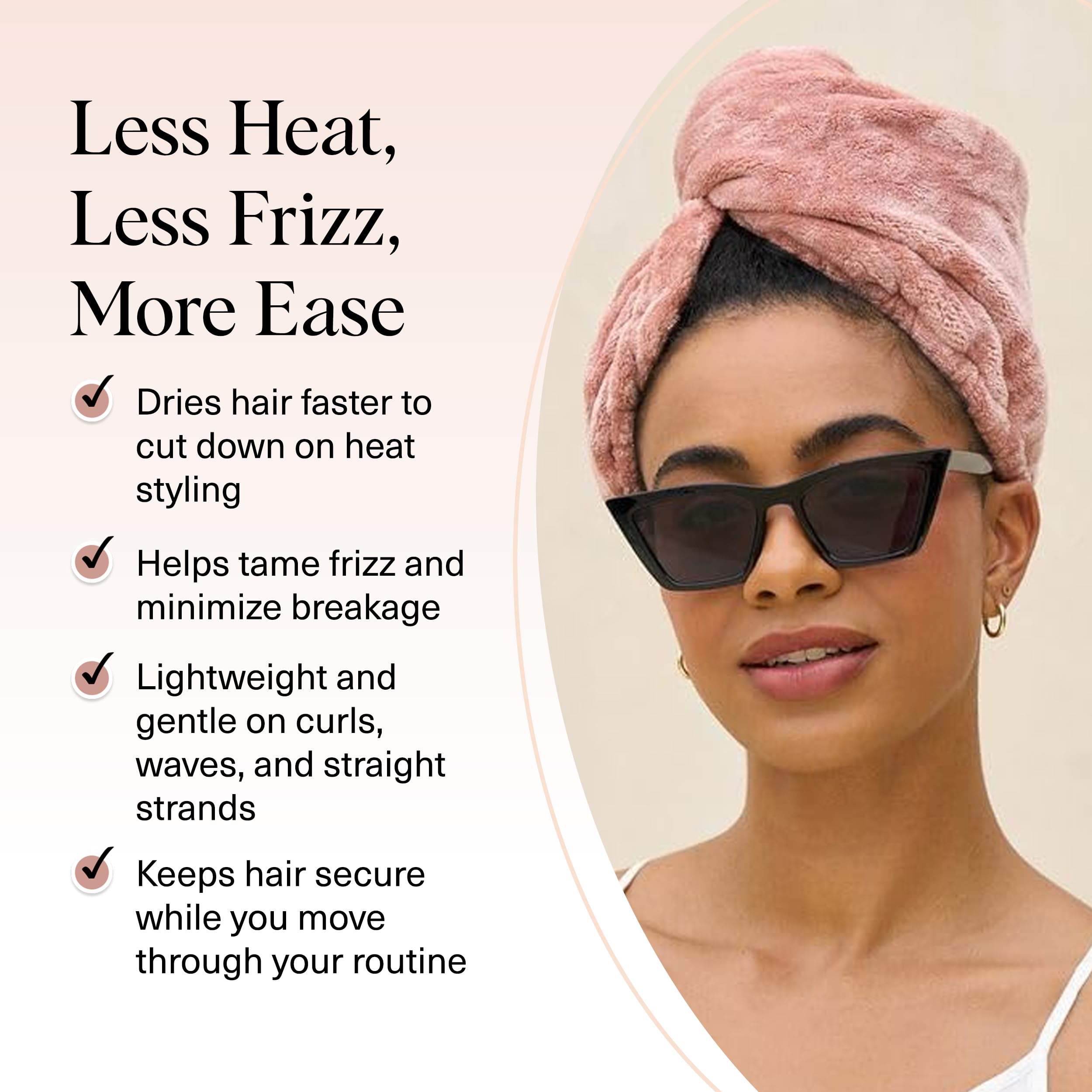Kitsch Plush Microfiber Hair Towel Wrap for Women - Hair Turbans for Wet Hair, Super Absorbent Drying Towel - Quick Dry, Anti-Fr