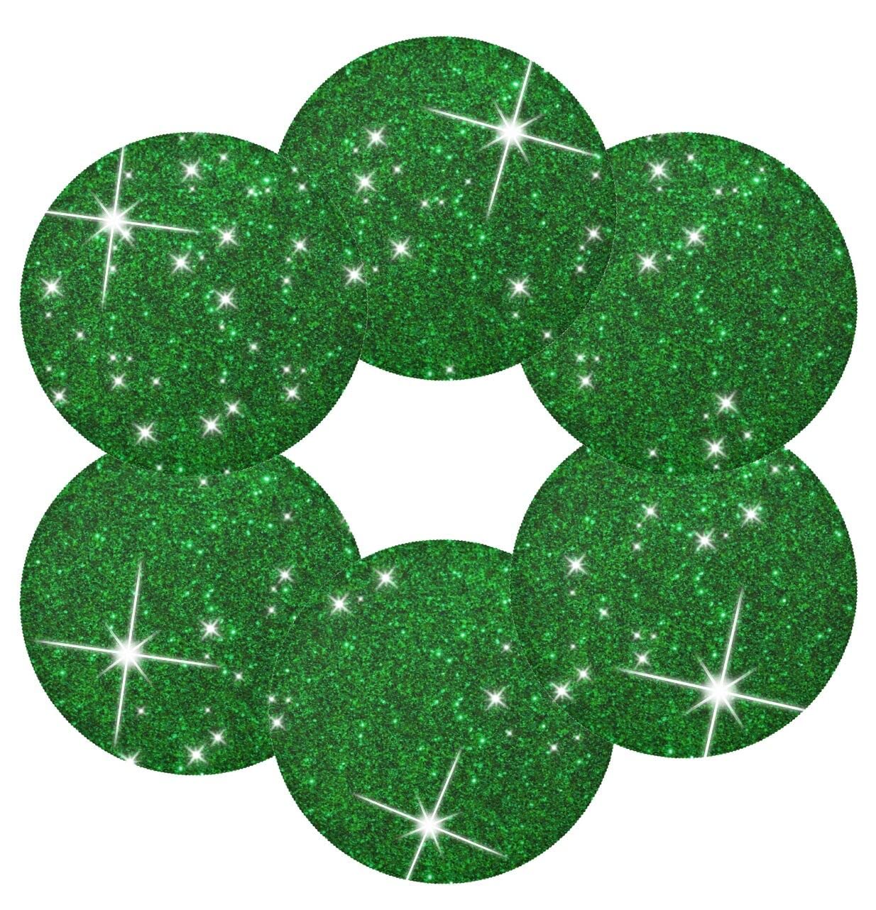 Green Placemats Round Placemats Glitter Sparkle Placemats For Kitchen Table Mats Place Mats For Kids Chrismats Placemats For Wee