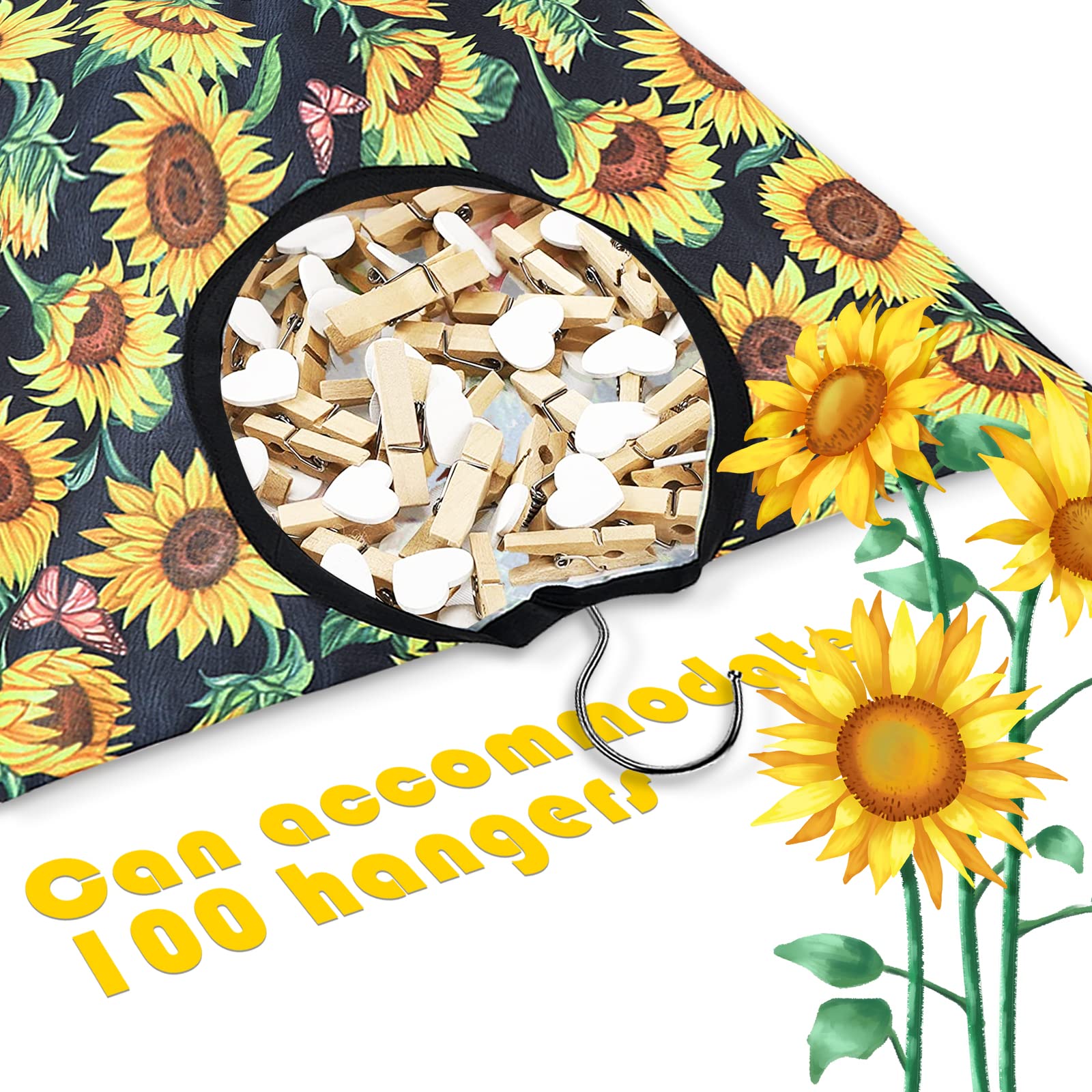 2 Pcs Sunflower Clothes Pin Bag Clothespin Bag Holder Clothespin Holder 15 X 11 Inch Clothes Pin Hanging Bag Clothespin Bag For