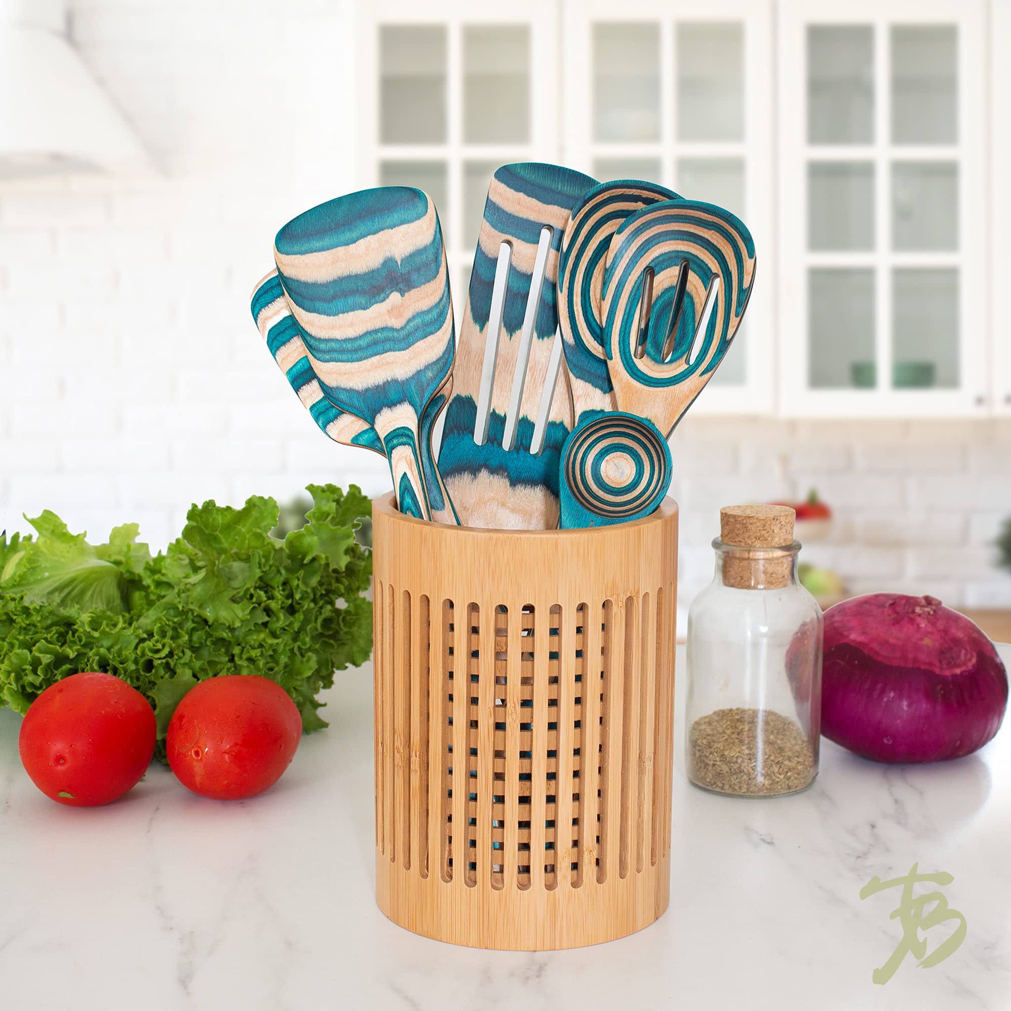 Totally Bamboo Lattice Kitchen Utensil Holder, 5'' X 5''X 7''