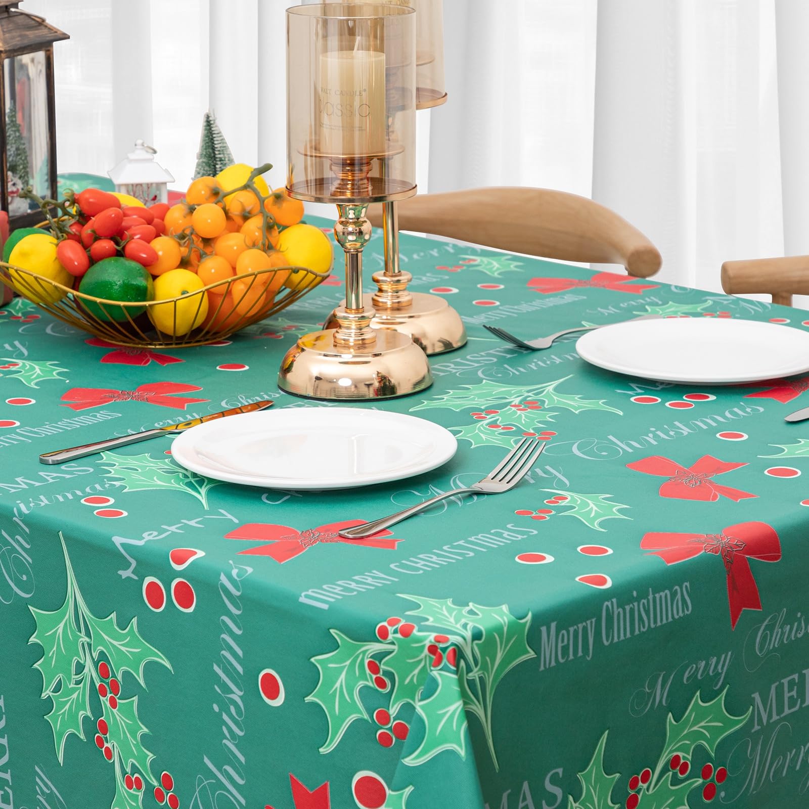 Dwellaid Christmas Tablecloth 52X70 Disposable Tablecloth Halloween Vinyl Tablecloth With Flannel Backing Oilcloth Waterproof Ta