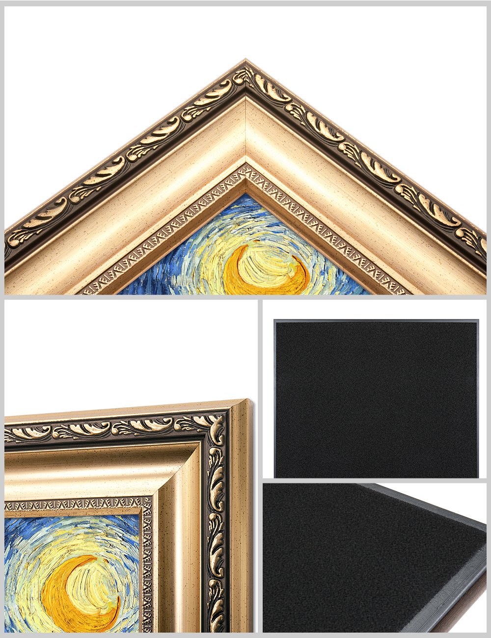 Decorarts - Starry Night, Vincent Van Gogh Art Reproduction. Giclee Prints Match With Golden Framed For Wall Decor. Picture Size
