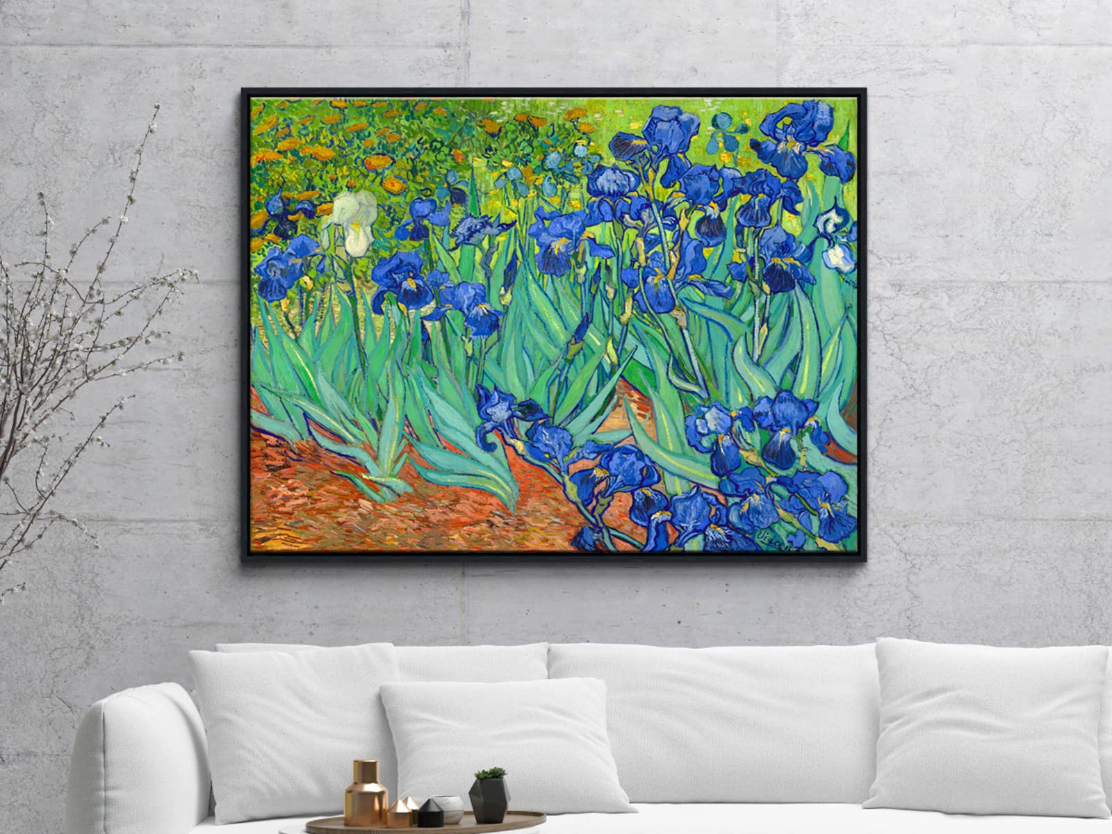 Wieco Art Framed Wall Art Irises By Van Gogh Famous Flowers Oil Paintings Reproduction Large Canvas Prints Modern Canvas Prints