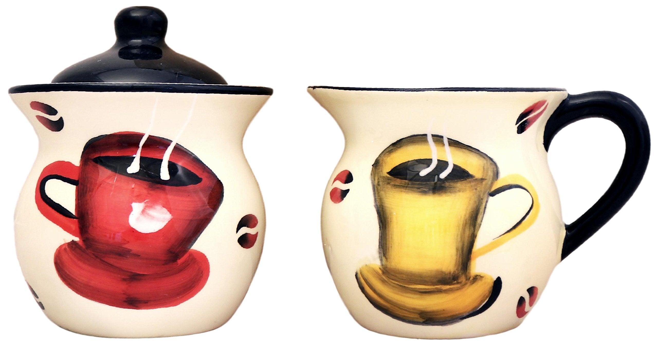 Ack Tuscany Colorful Coffee Bean Hand Painted Ceramic Creamer And Sugar Set, 83332