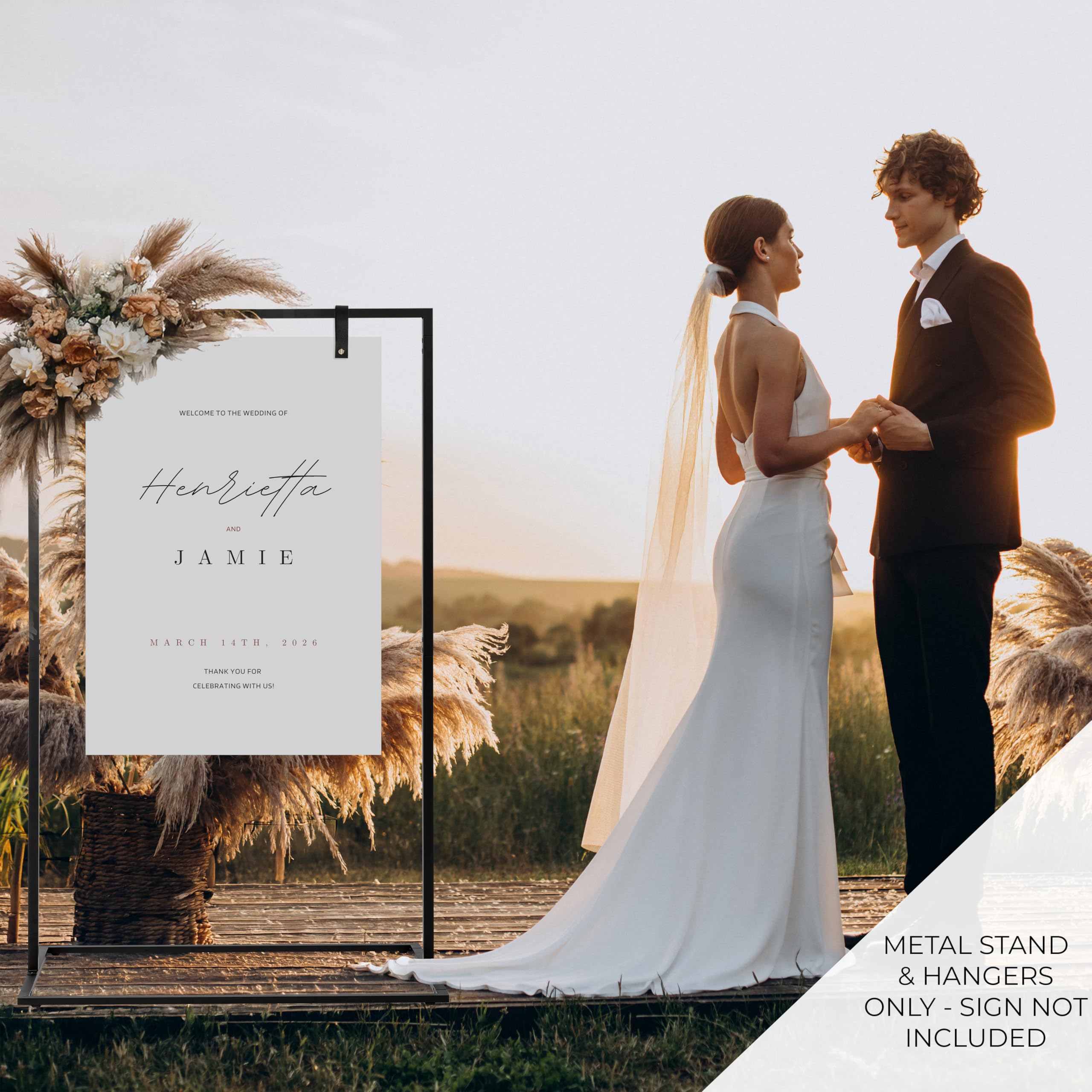 Elegant Wedding Welcome Sign Stand - Sturdy Welcome to Our Wedding Sign Holder for Seating Charts & Event Decor - A Beautiful Bl
