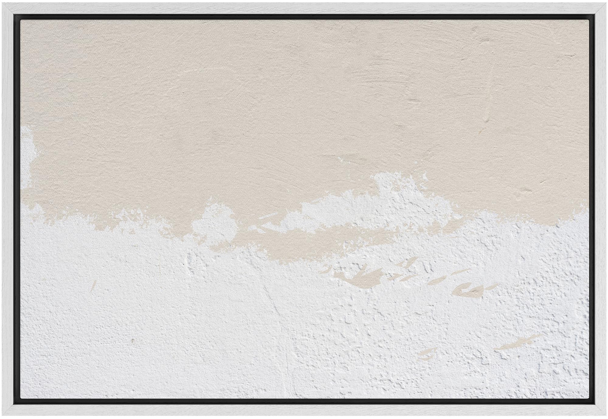 Signwin Framed Canvas Print Wall Art Snowy Winter White Mountain Landscape Abstract Mid Century Art Minimalist Geometric Shape D