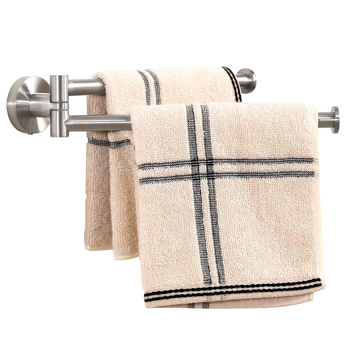 Kes Kitchen Swivel Towel Bar 9-Inch Swing Out Towel Rack Double Towel Bar 2-Arm Wall Mounted Sus 304 Stainless Steel Brushed Fin