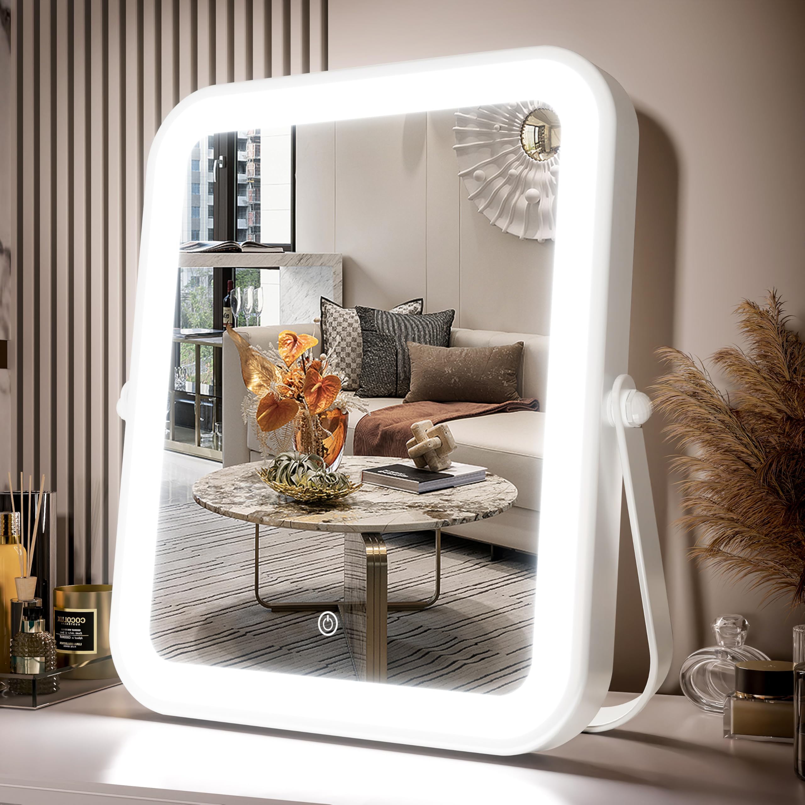 Primetek Led Vanity Mirror With Gift Box, 10''X8'' Lighted Hollywood Makeup Mirror, Portable Travel Makeup Mirror With Lights, 3