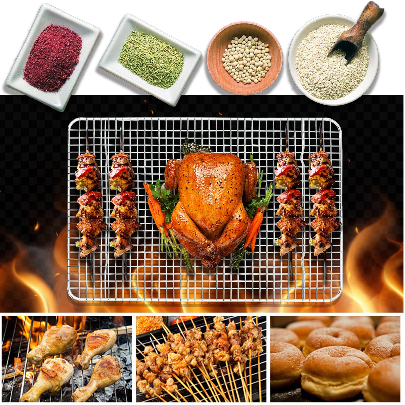 Hilelife Cooling Rack, Oven Safe, 15 X 10 Inches Baking Rack For Oven Cooking, Stainless Steel Wire Rack For Baking