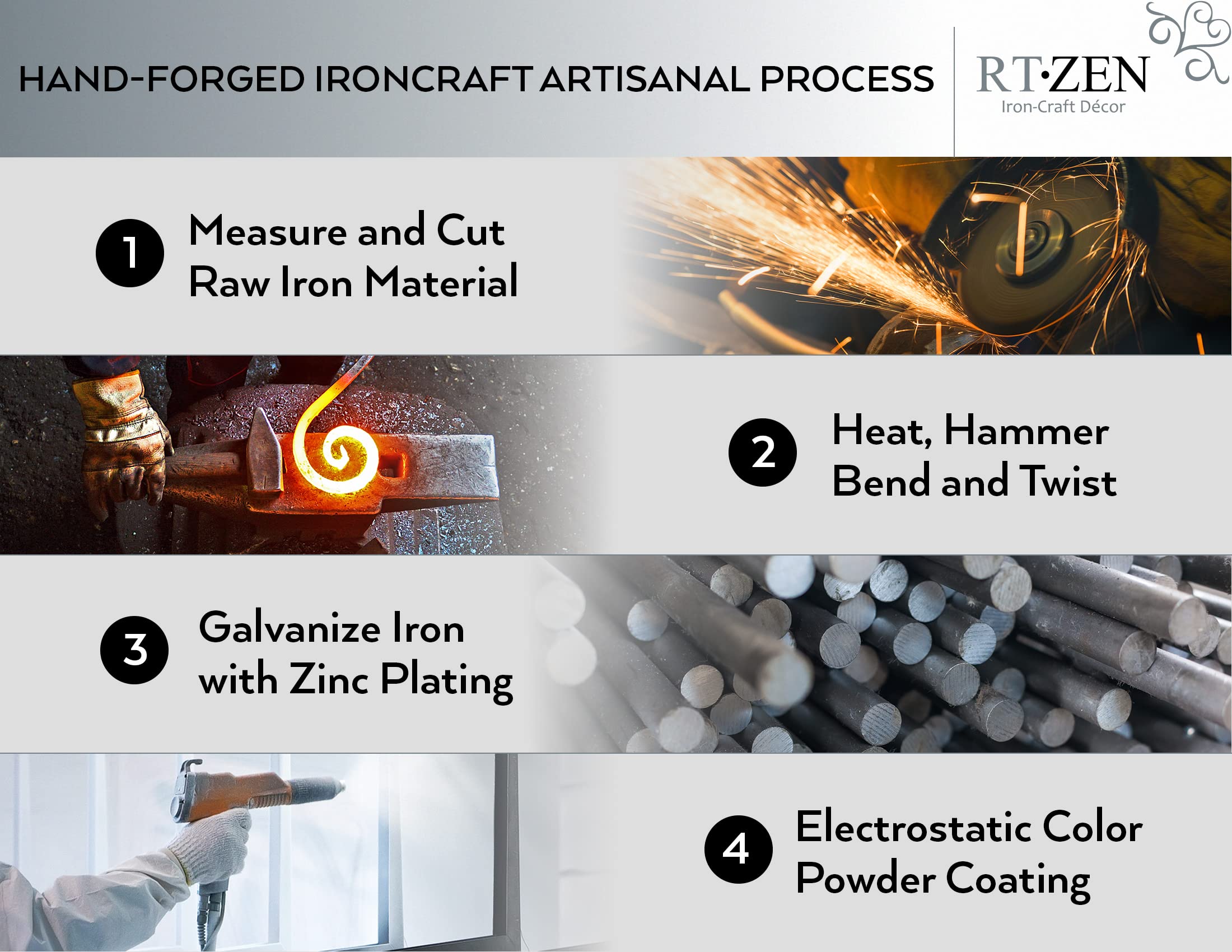 Rtzen Matte Black Hand Towel Holder For Bathroom - Handcrafted Farmhouse Wrought Iron Kitchen Towel Bar - Hand Towel Bar Hanger