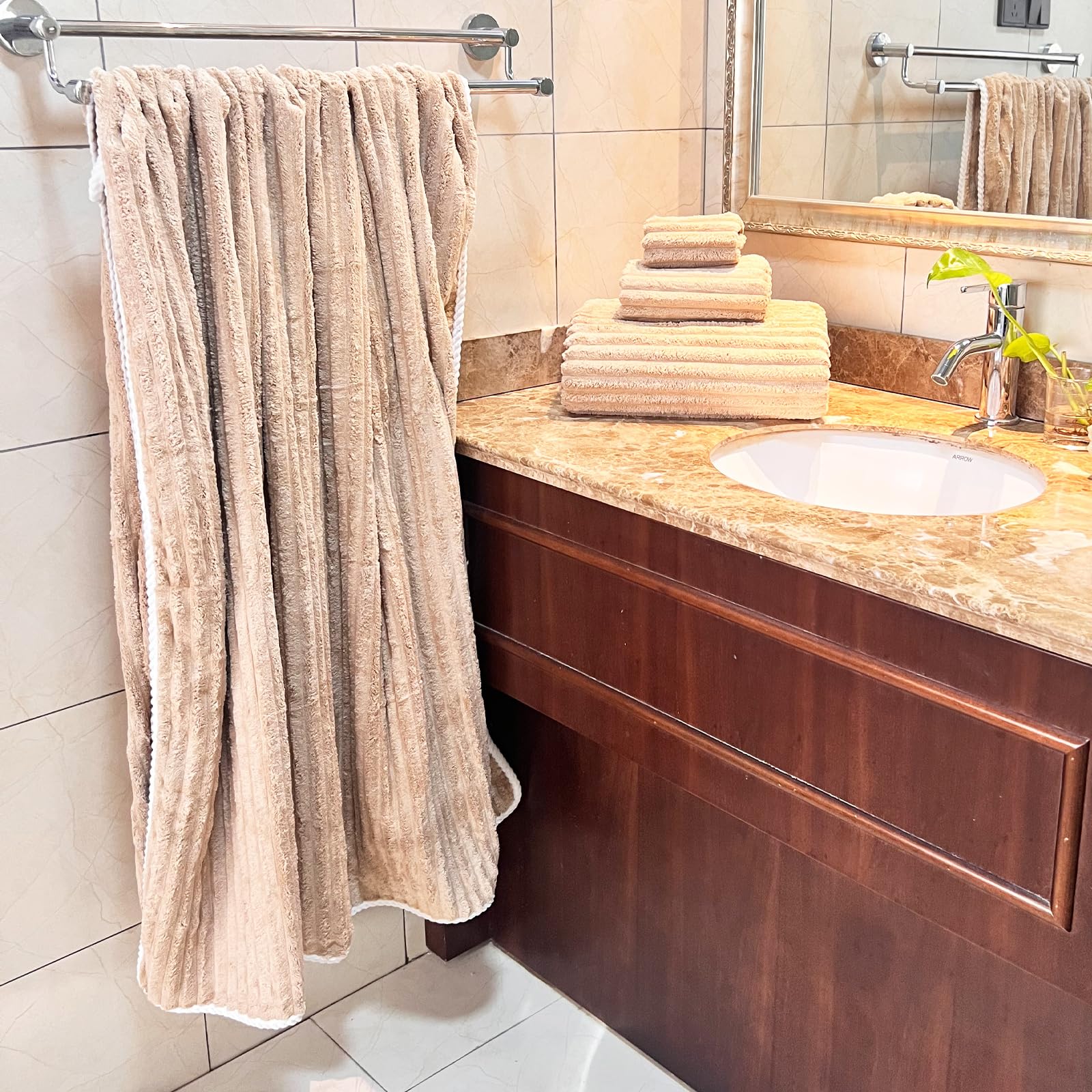 Ytyc 39X78 Inches Oversized Bath Sheets Towels Set Large Towels For Bathroom Luxry Plush Super Soft Absorbent Stripe Hanging Loo