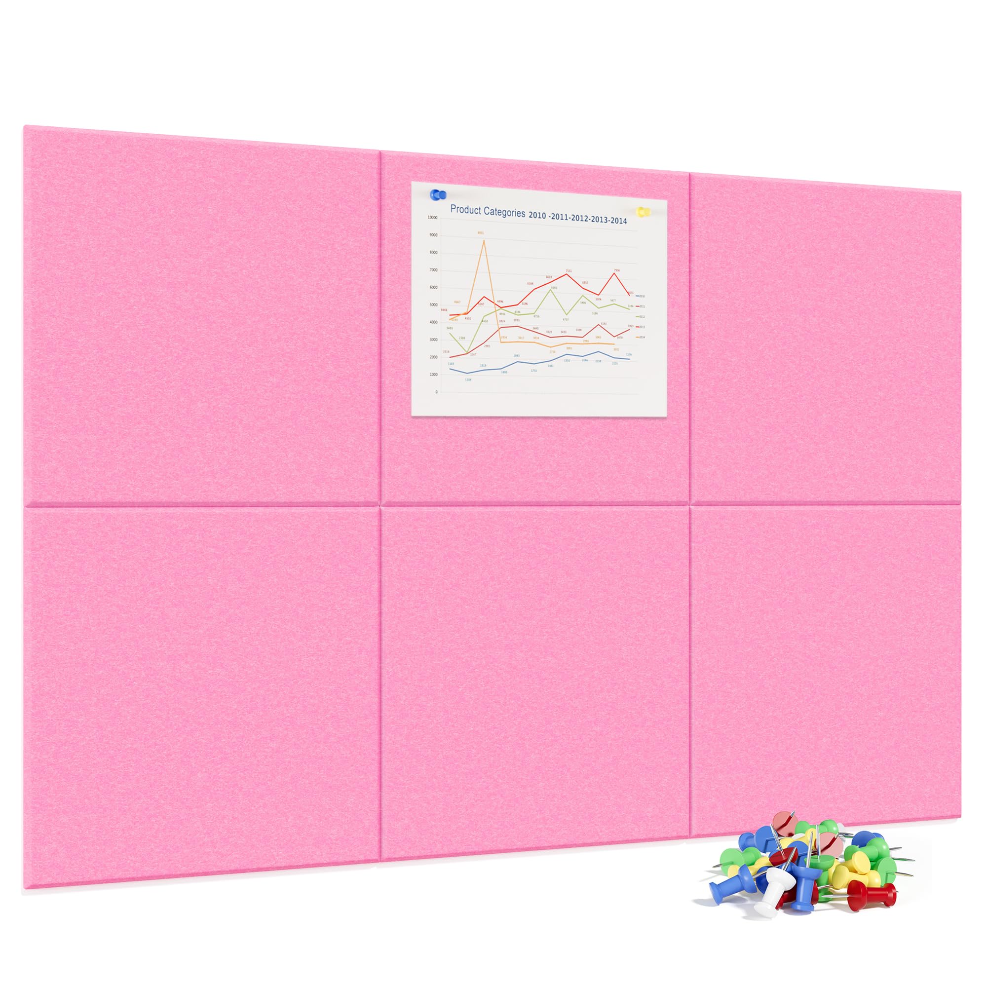 Neatsure Large Cork Board for Wall, 36 x 24 Bulletin Board with Pushpins, 6 Panels Felt Tiles Tack Push Pin Board for Office, Pi