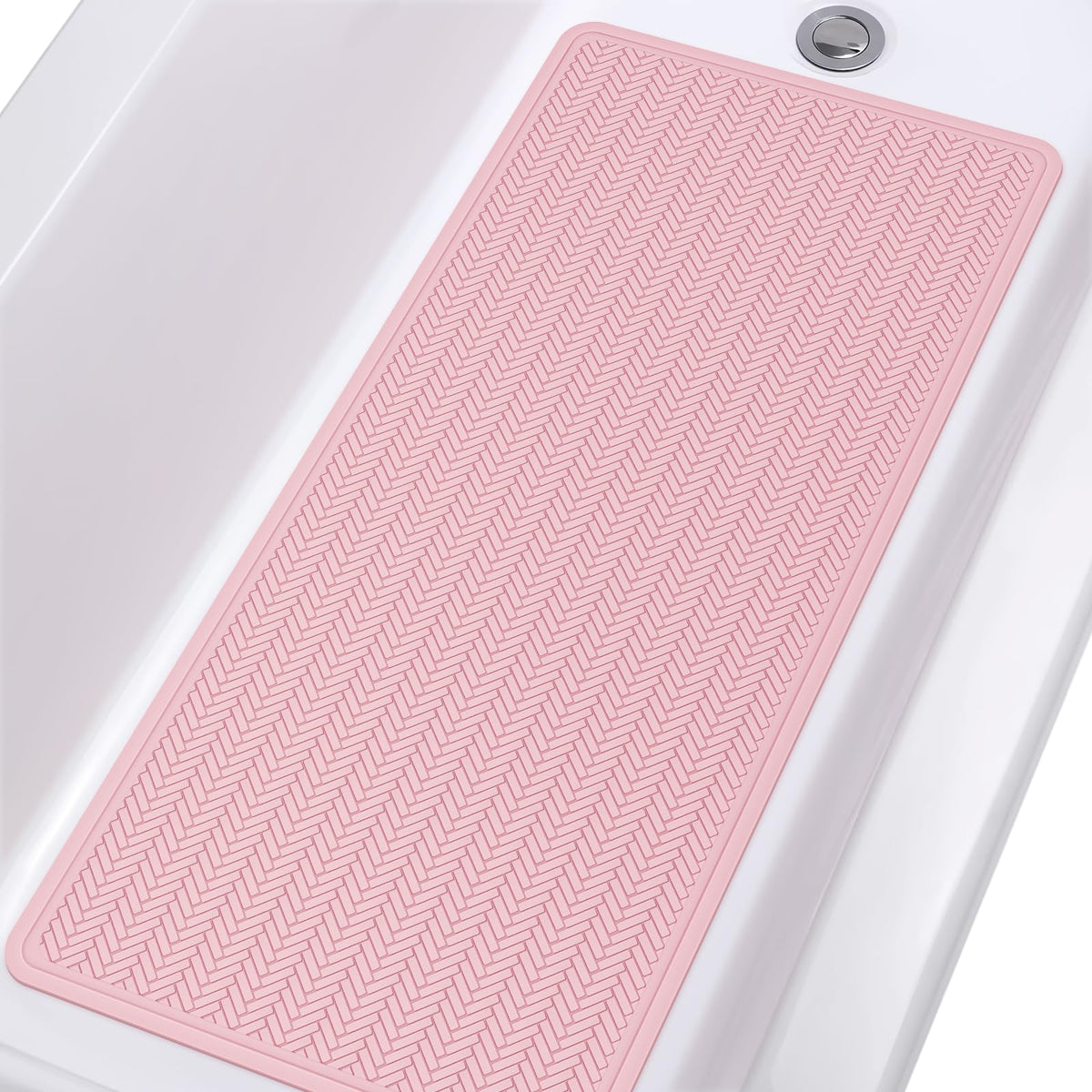 Non Slip Bathtub Mat,Rubber Baby Bath Tub Shower Mat With Strong Suction Cups (Pink)