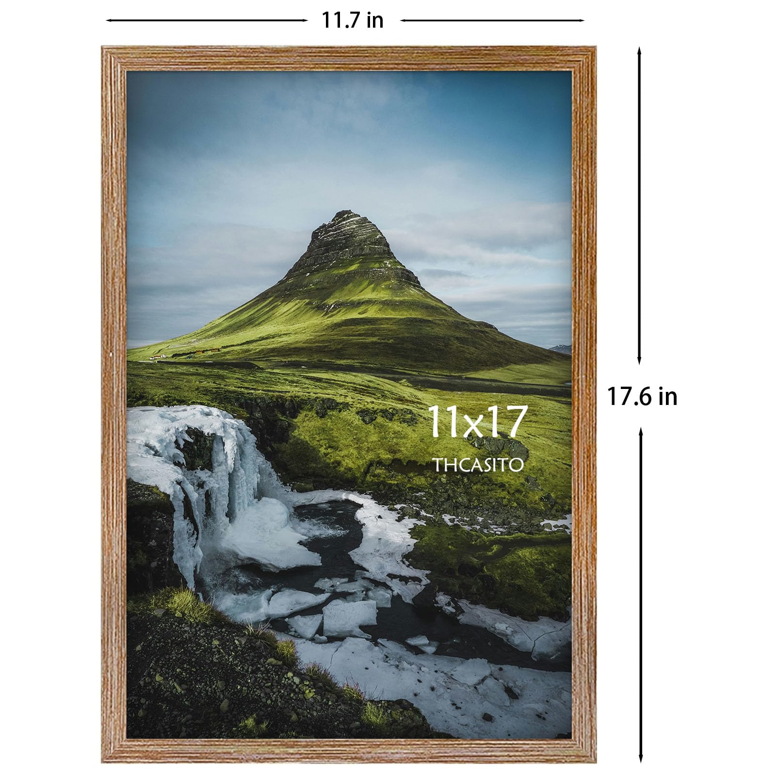 THCASITO Picture Frames 11x17 Rustic Brown Photo Frames without Mat for Wall and Tabletop Decor, Set of 2
