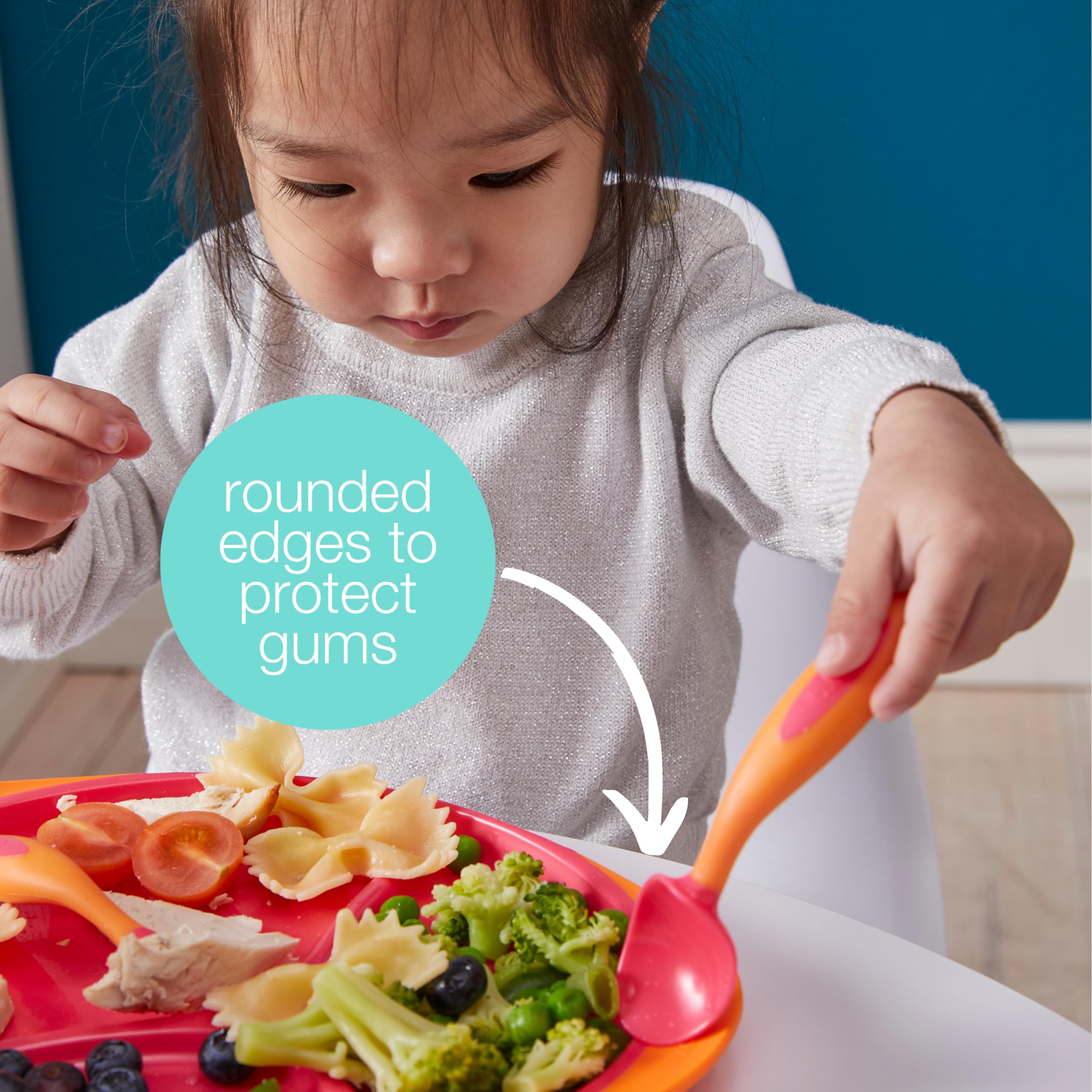 b.box Toddler Cutlery Set: Patented FLORK Designed Fork, Spoon & Travel Case, Easy Grip Handles, Dishwasher Safe, BPA Free (Stra