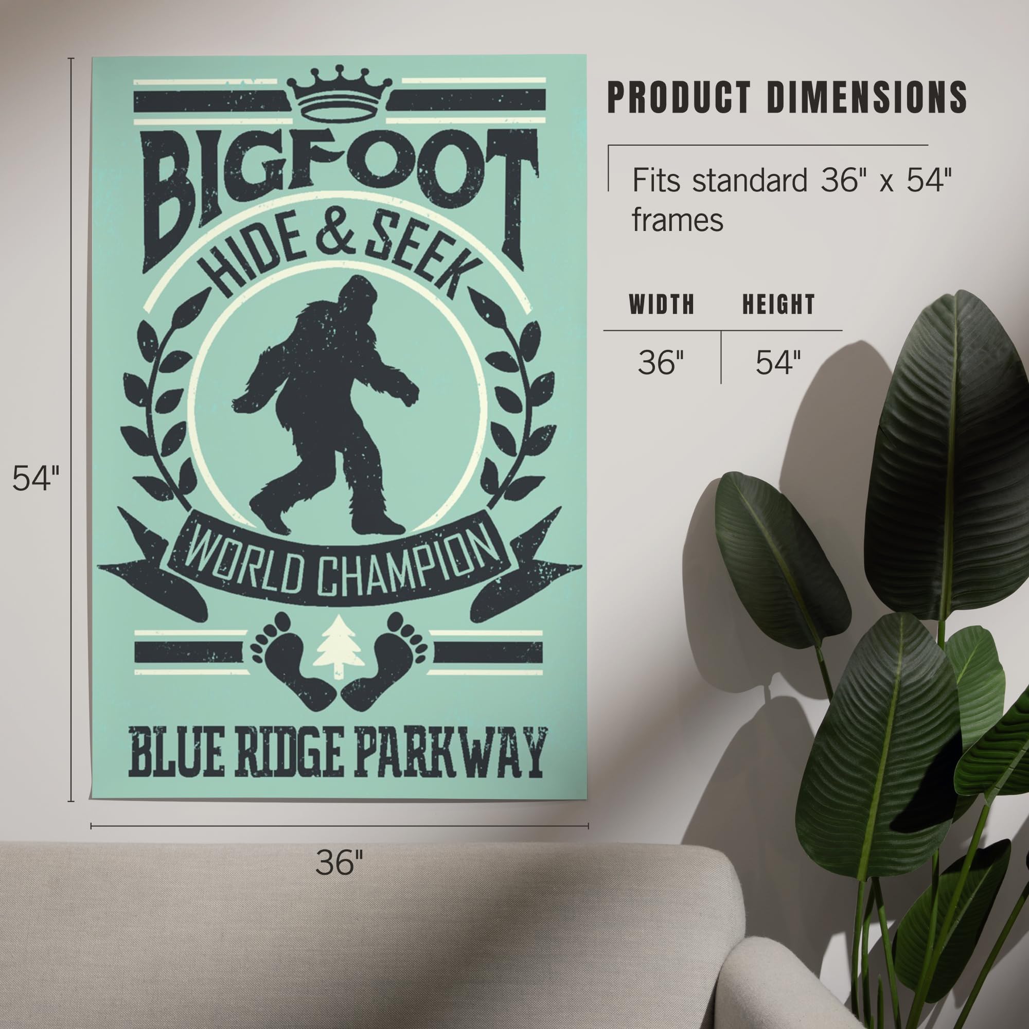 Lantern Press 36X54 Inch Giclee Art Print Wall Decor, Blue Ridge Parkway, Bigfoot Hide And Seek