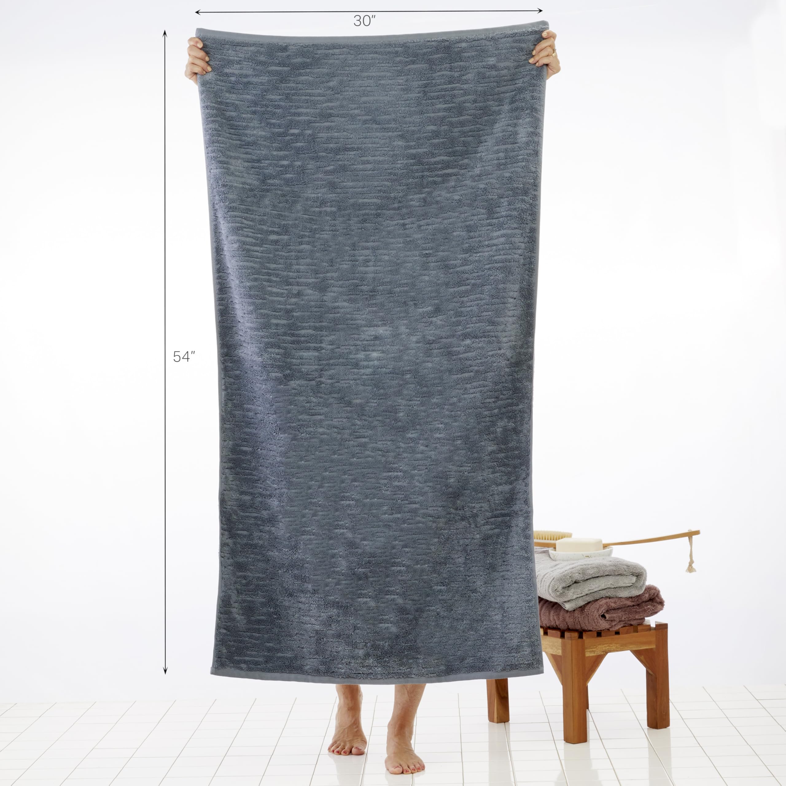 Skl Home Cloudsoft Cotton Luxury Bath Towel, Smoke Blue