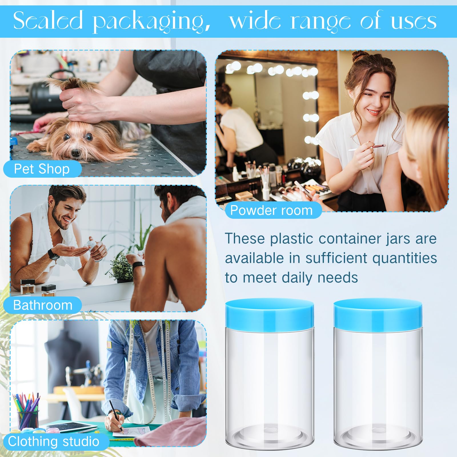 Satinior 12 Pack 10 Oz Plastic Container Jars With Lids Round Clear Travel Cosmetic Container Slime Jars For Toiletries, Lotion,
