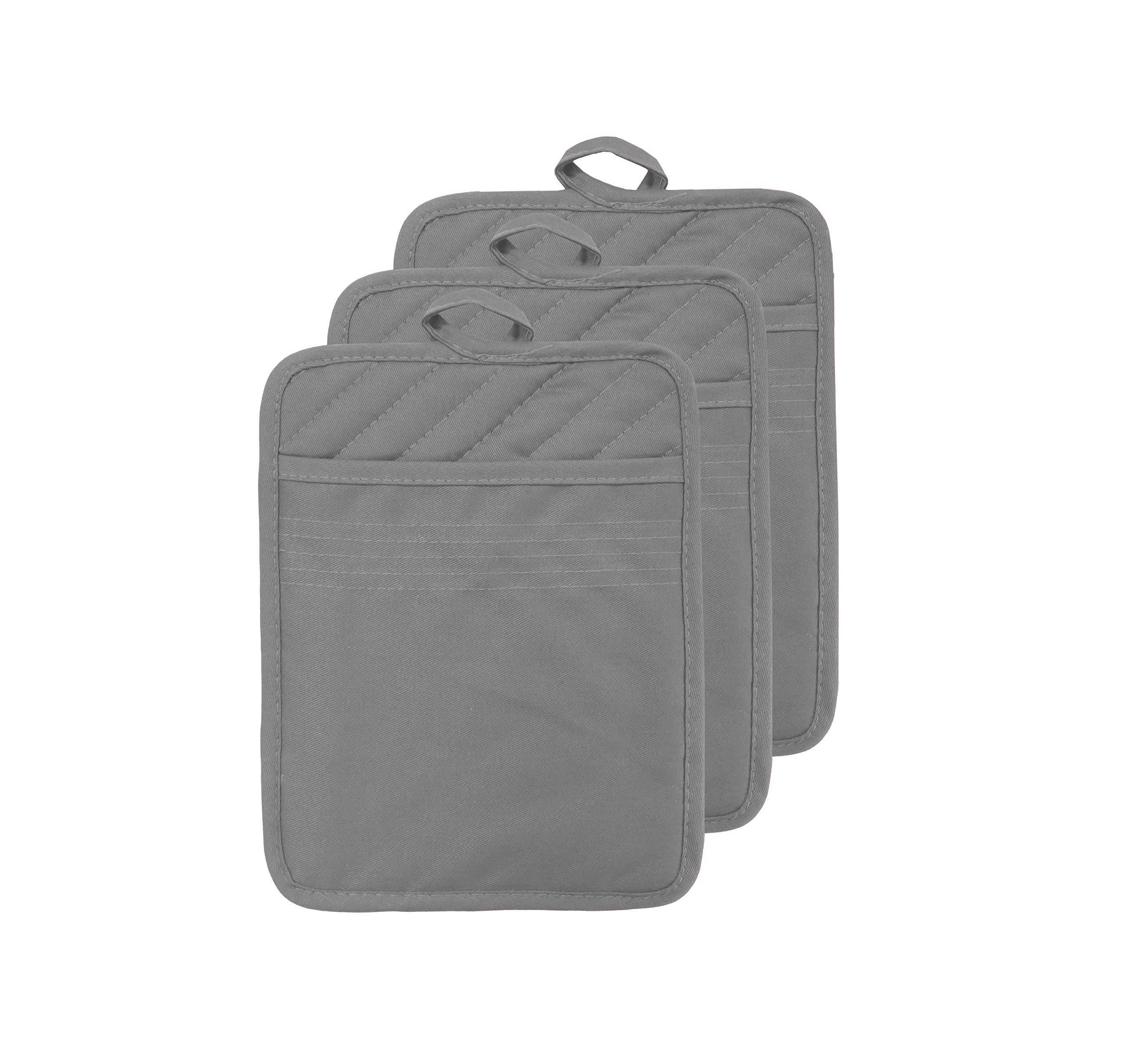 Veikery Oven Pot Holder With Pocket 100% Cotton Heat Resistant Coaster Potholder Kitchen Hot Pad Oven Mitts For Cooking And Baki