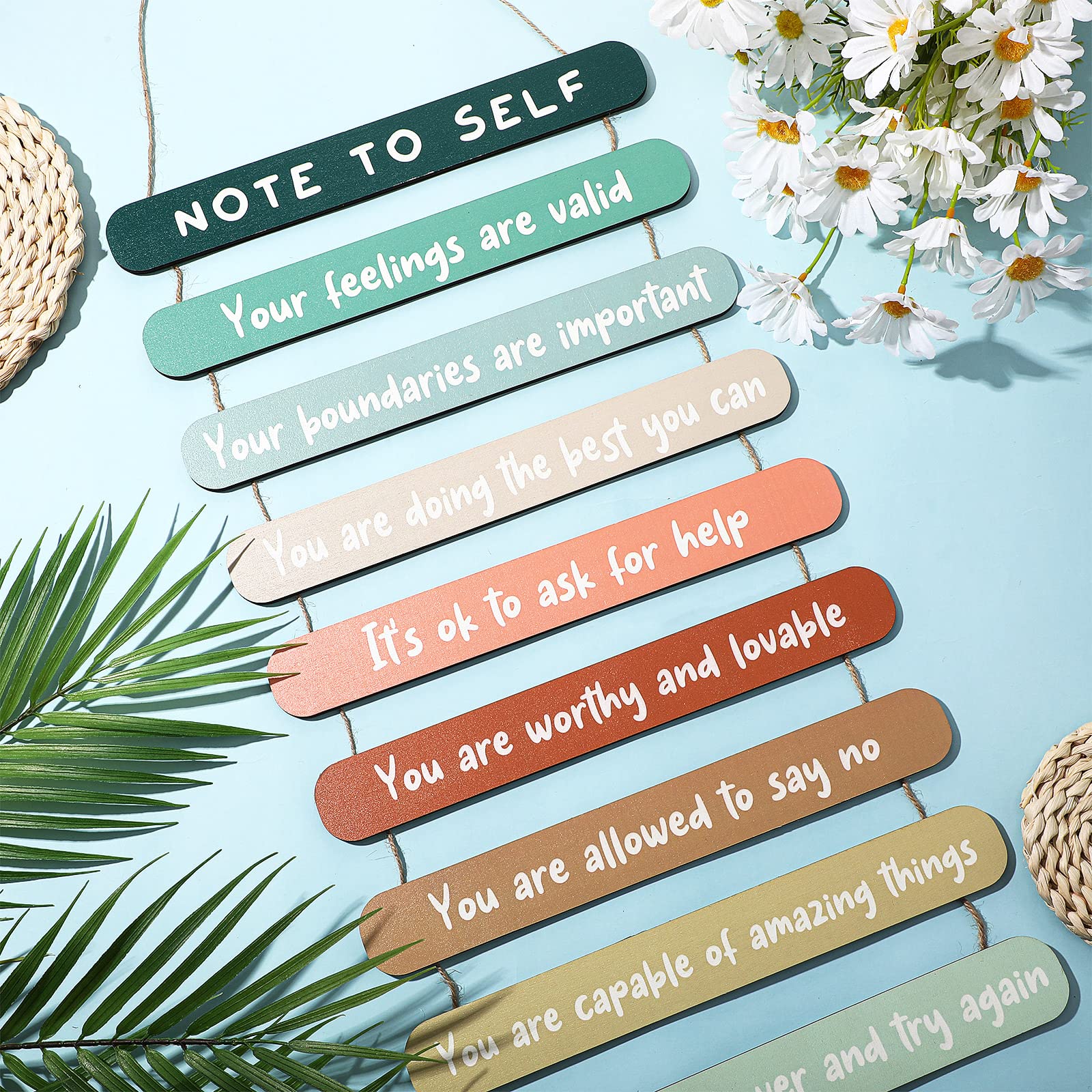 Yookeer Mental Health Reminders Wall Art Decors Positive Psychology Affirmations Therapy Office Decor Wooden Hanging Wall Pedime